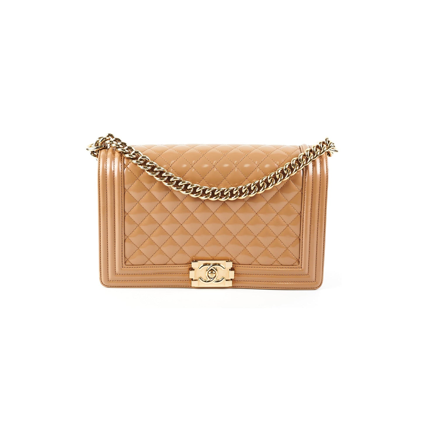 Chanel New Medium Boy Dark Beige Iridescent Patent