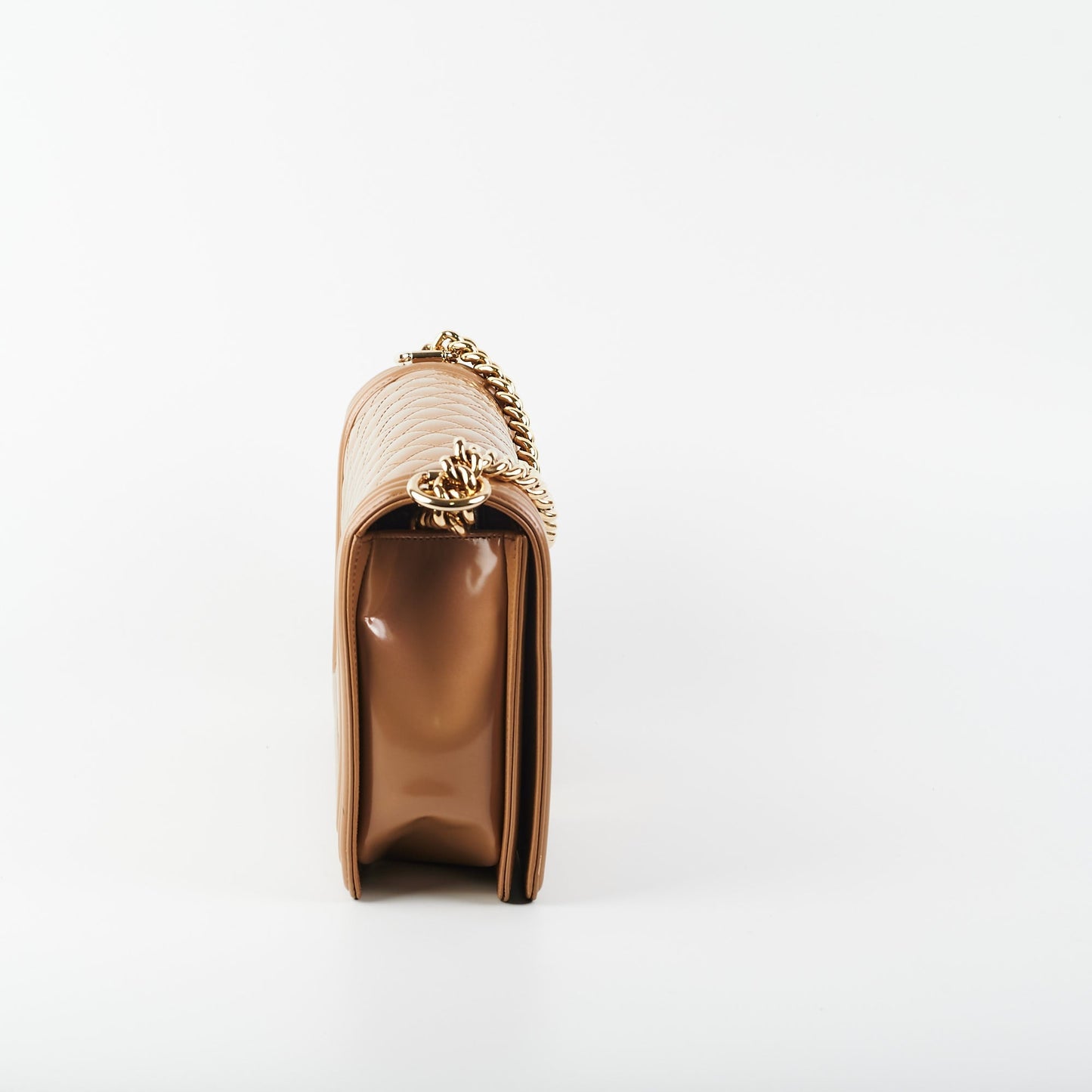 Chanel New Medium Boy Dark Beige Iridescent Patent