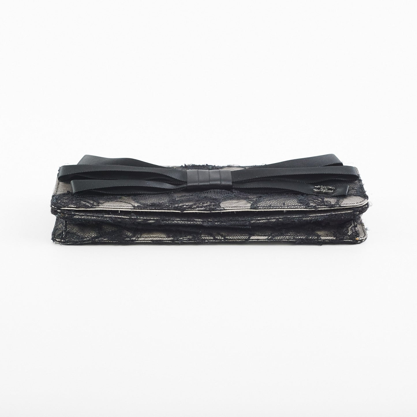 Chanel Lace Bow Clutch Black