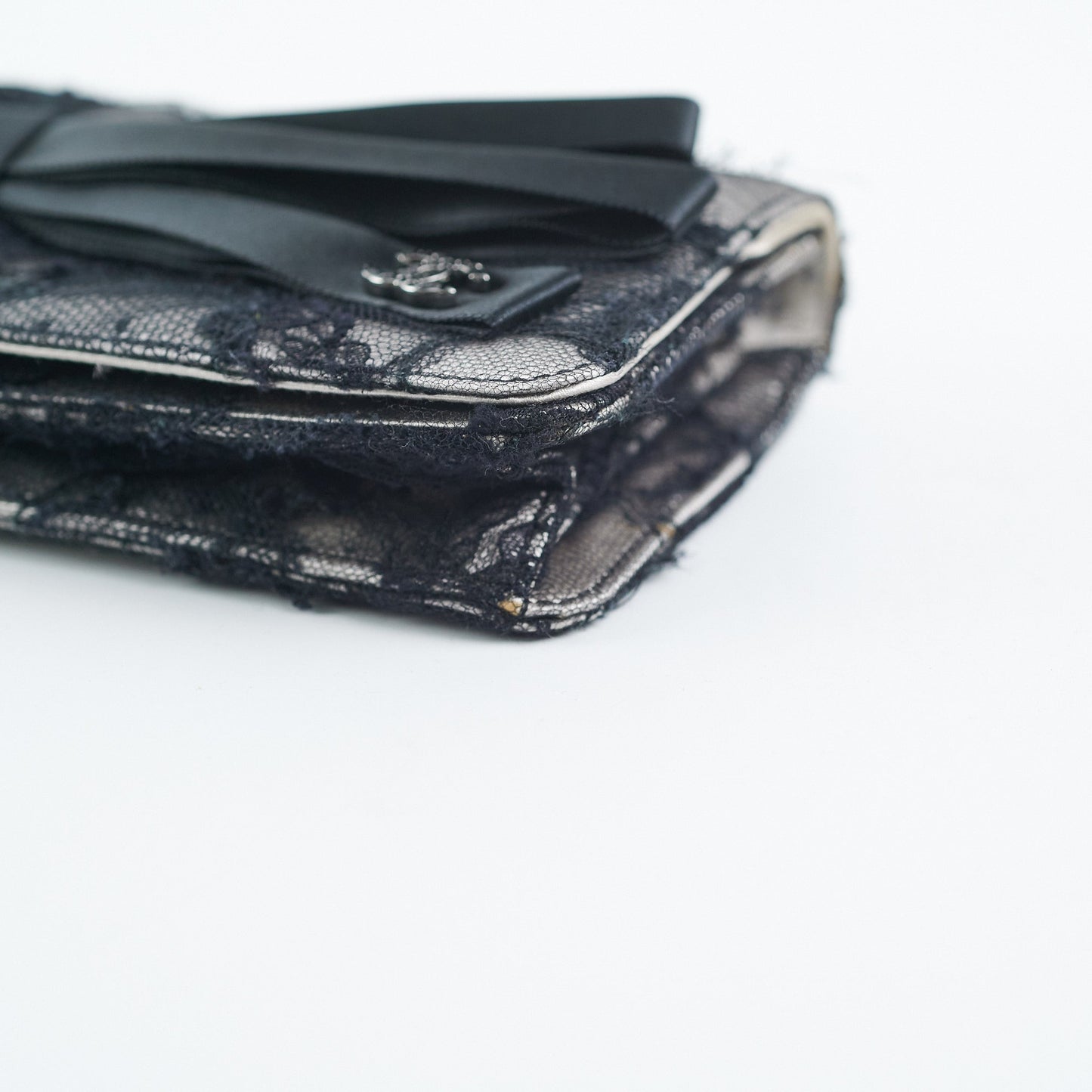 Chanel Lace Bow Clutch Black