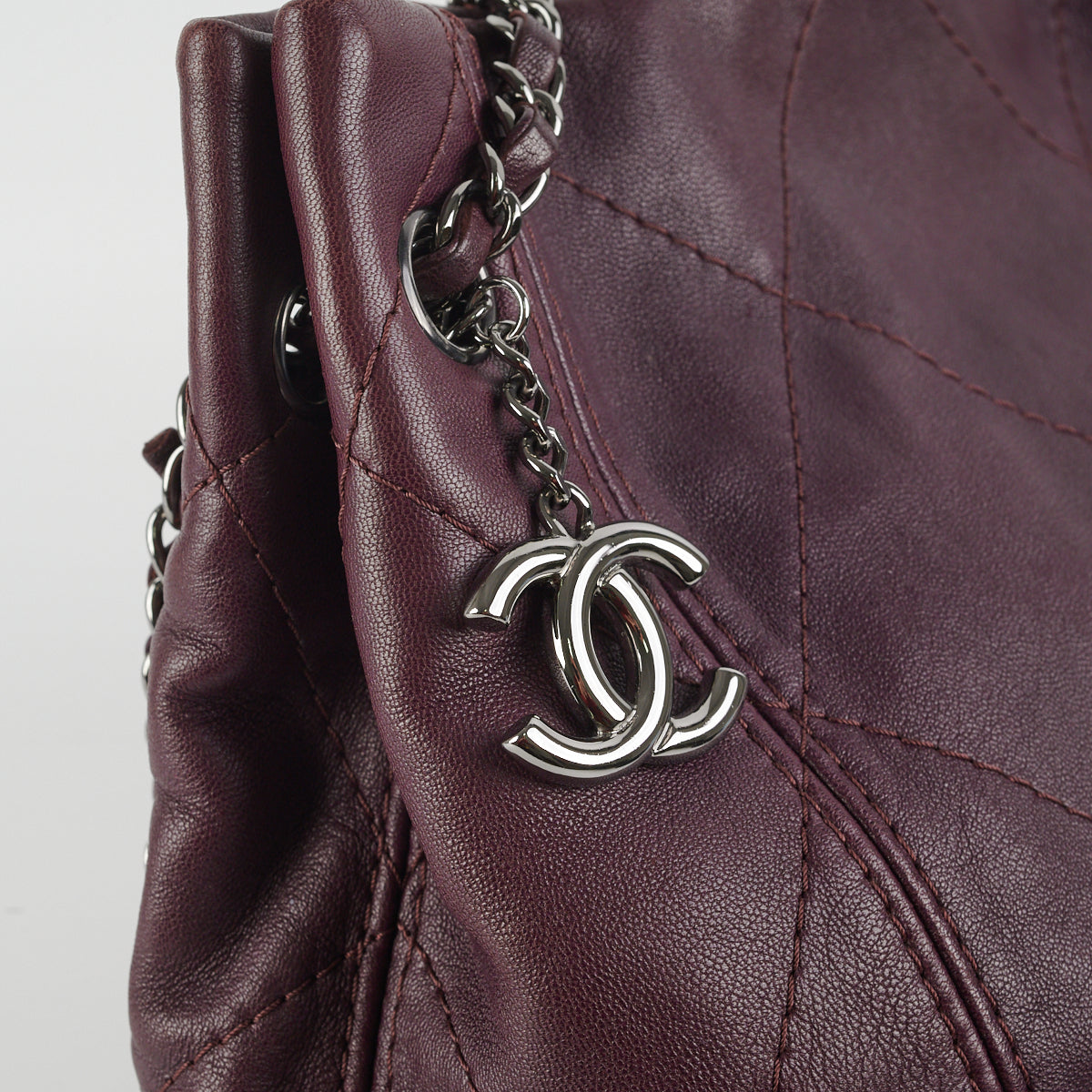 Chanel Quilted Tote Bag Dark Burgundy/Purple