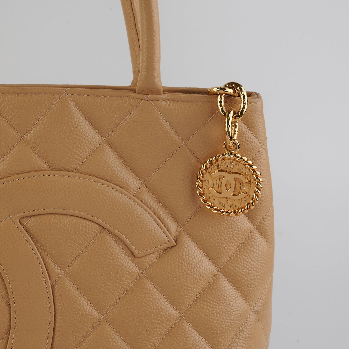 Chanel Caviar Medallion Tote Beige