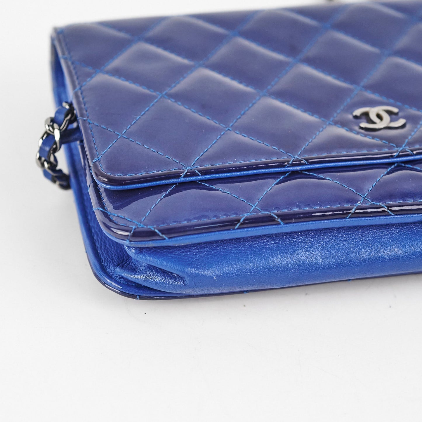 Chanel Wallet On Chain WOC Patent Blue