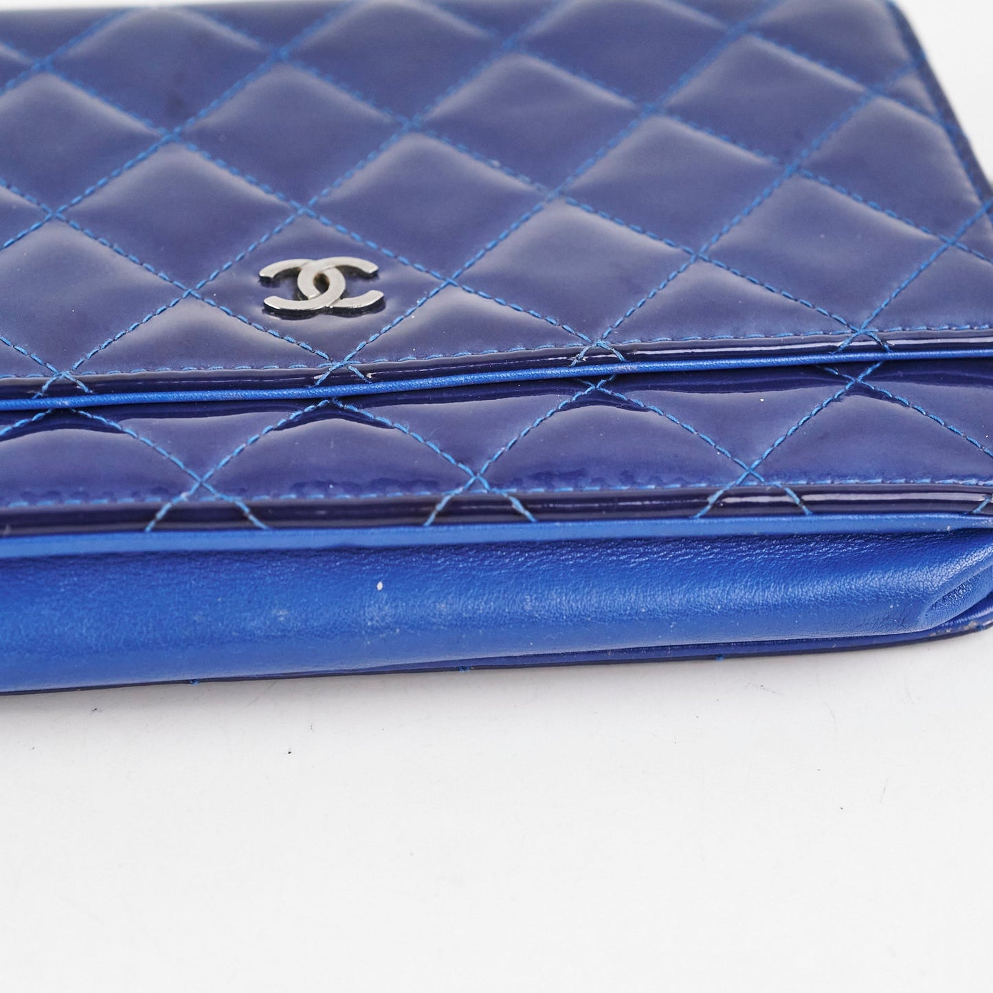 Chanel Wallet On Chain WOC Patent Blue