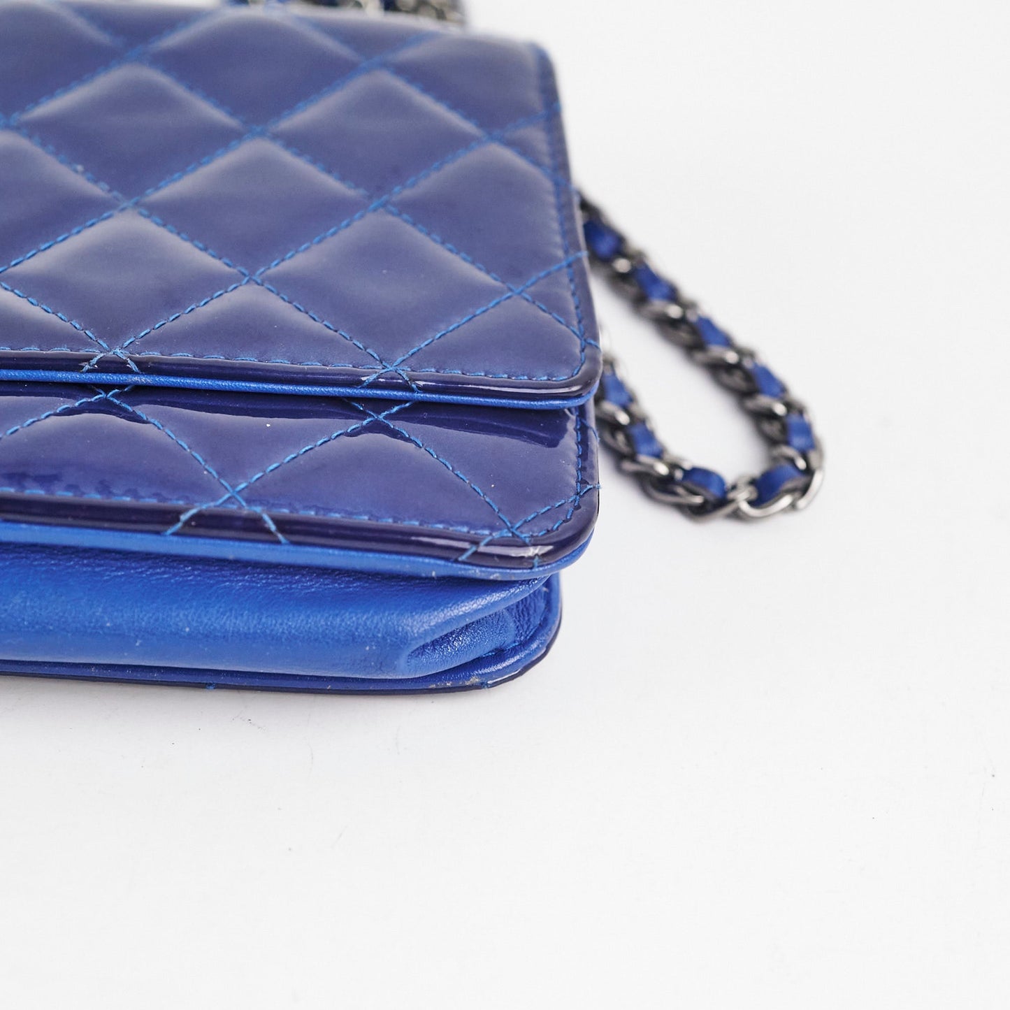 Chanel Wallet On Chain WOC Patent Blue