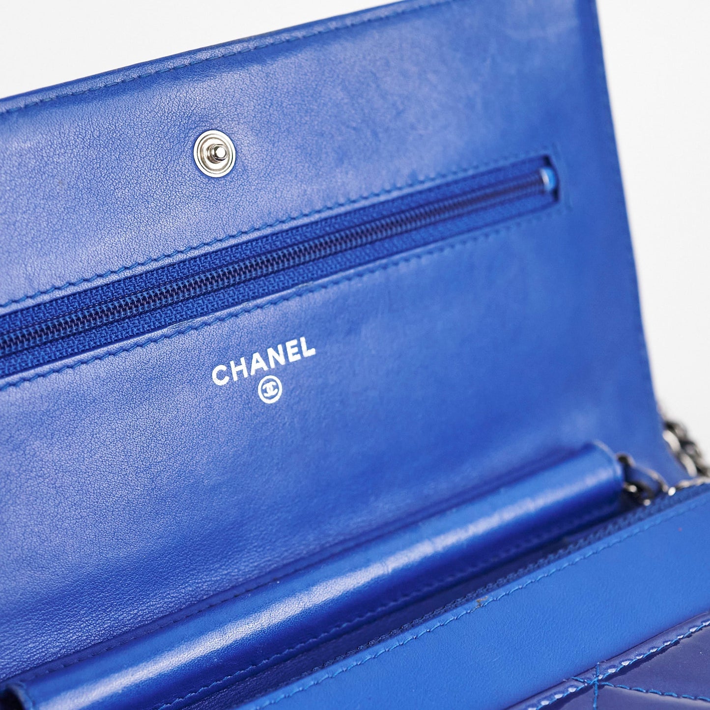Chanel Wallet On Chain WOC Patent Blue