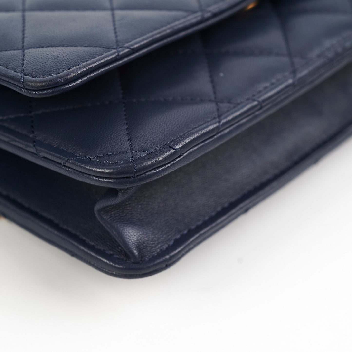 Chanel Seasonal Wallet On Chain Lambskin Navy - Microchipped
