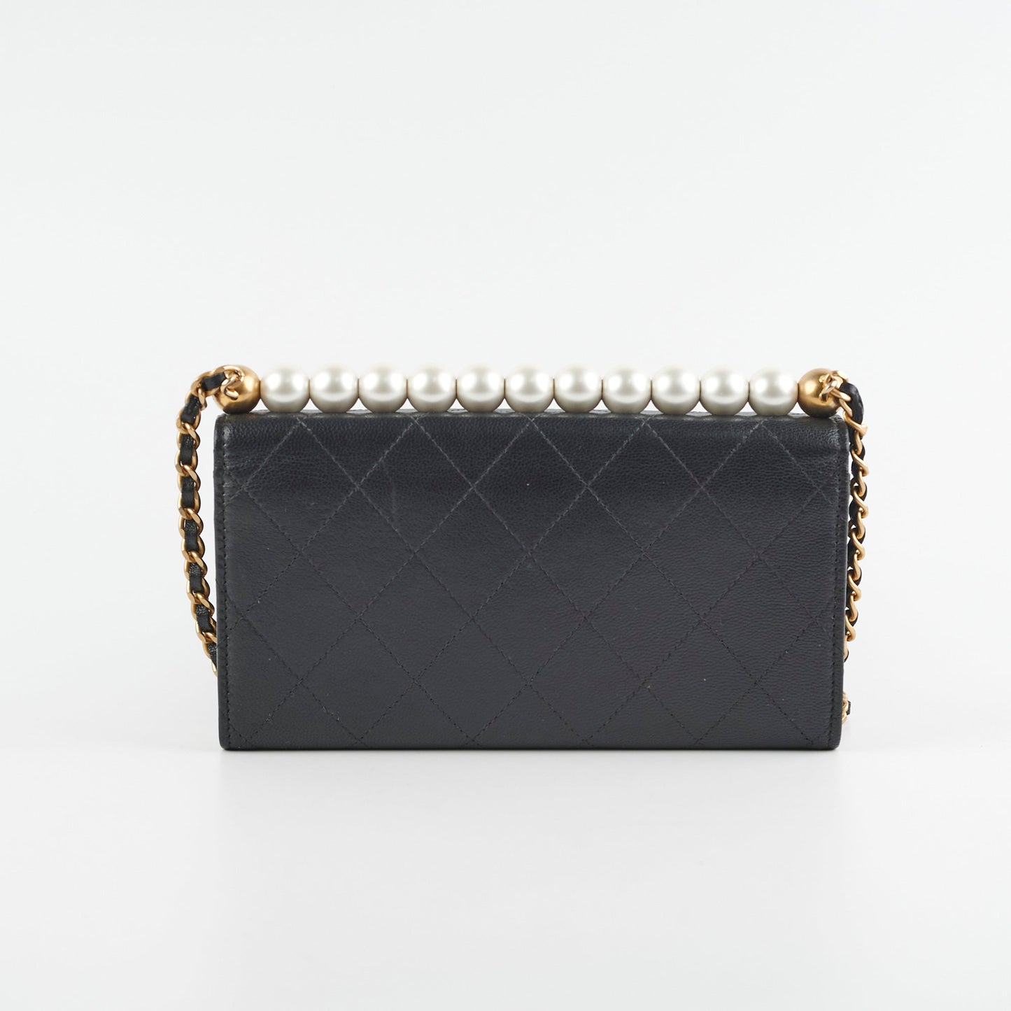 Chanel Pearl Black Long Wallet On Chain WOC