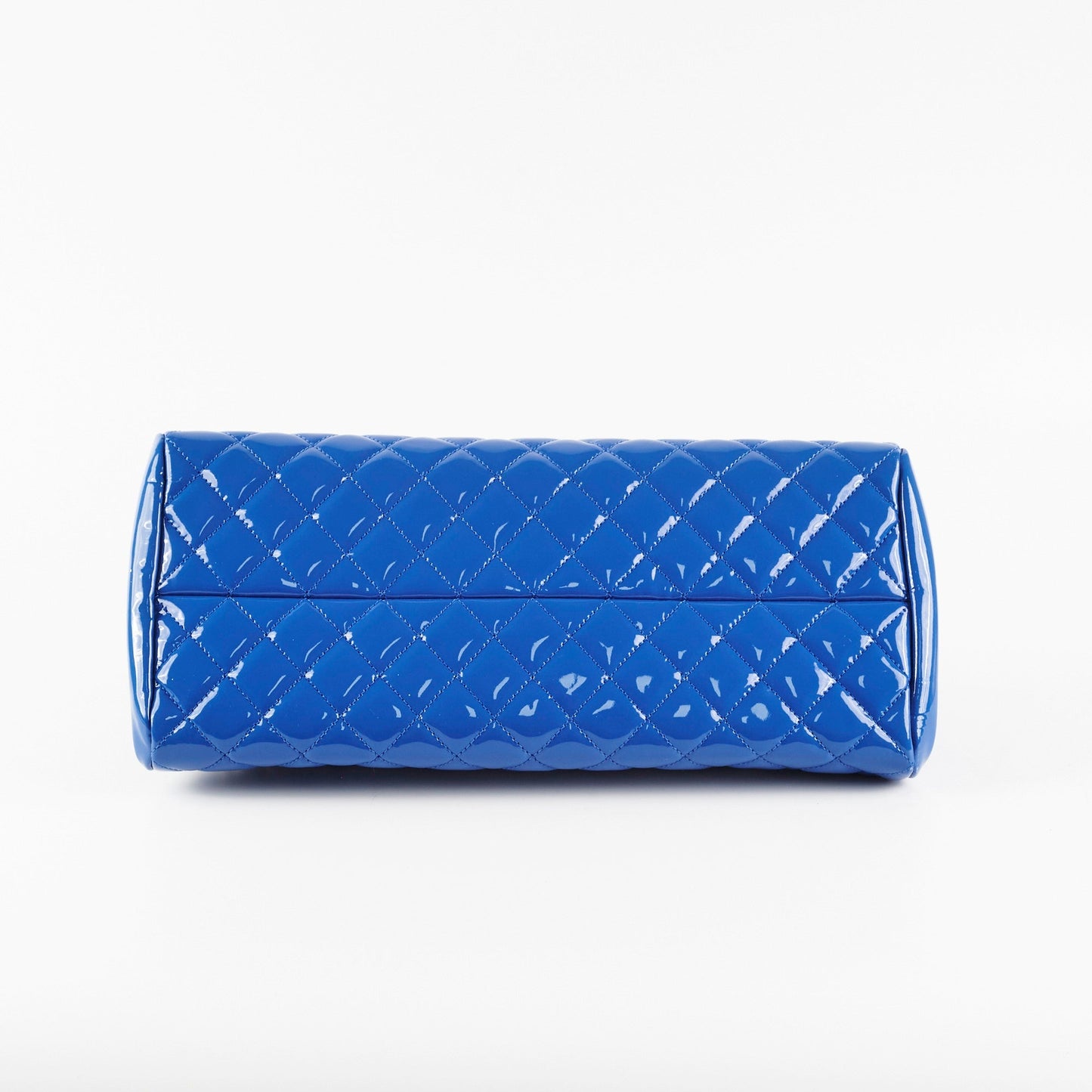 Chanel Just Mademoiselle Patent Blue Bowler Bag