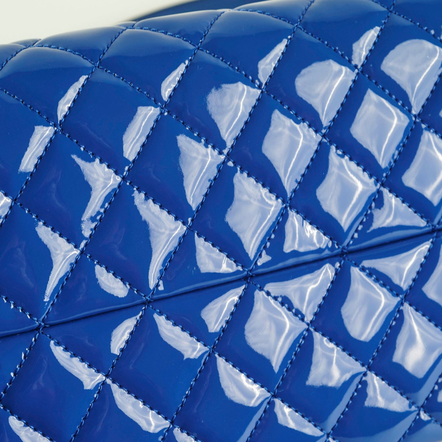 Chanel Just Mademoiselle Patent Blue Bowler Bag