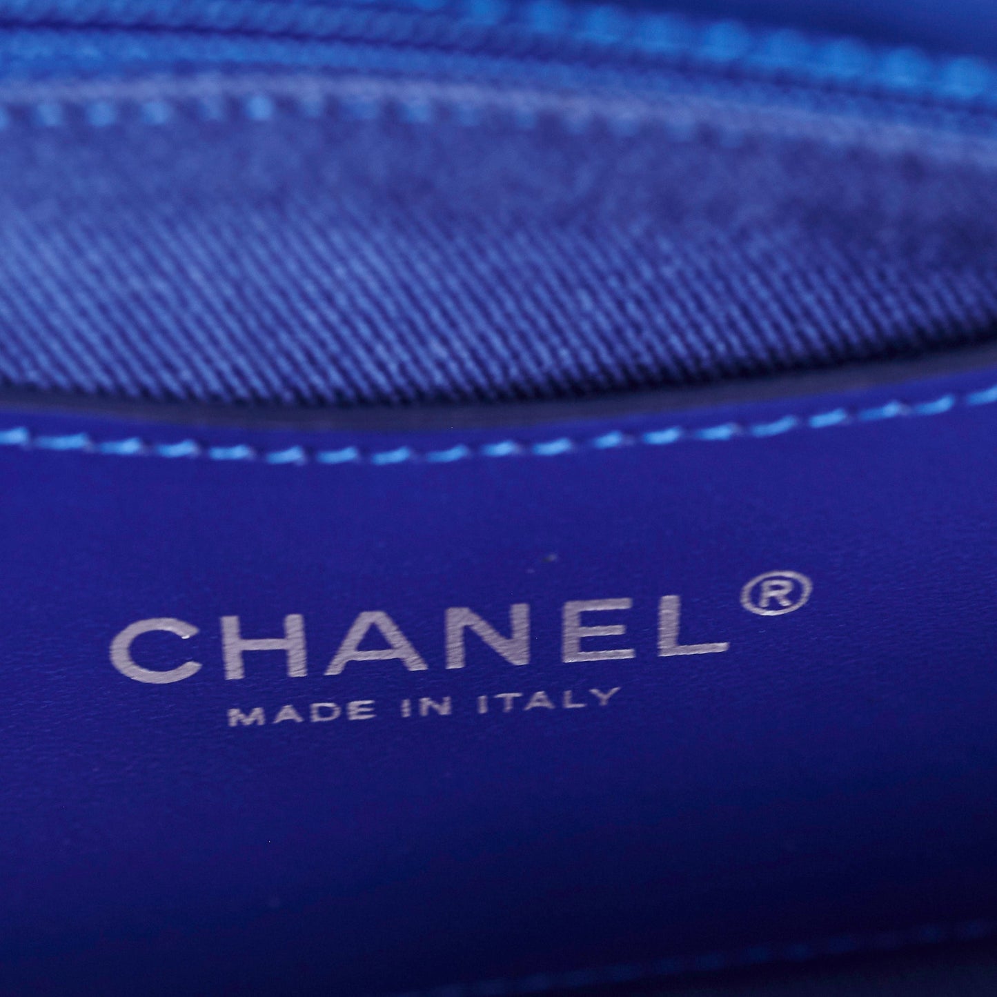 Chanel Just Mademoiselle Patent Blue Bowler Bag