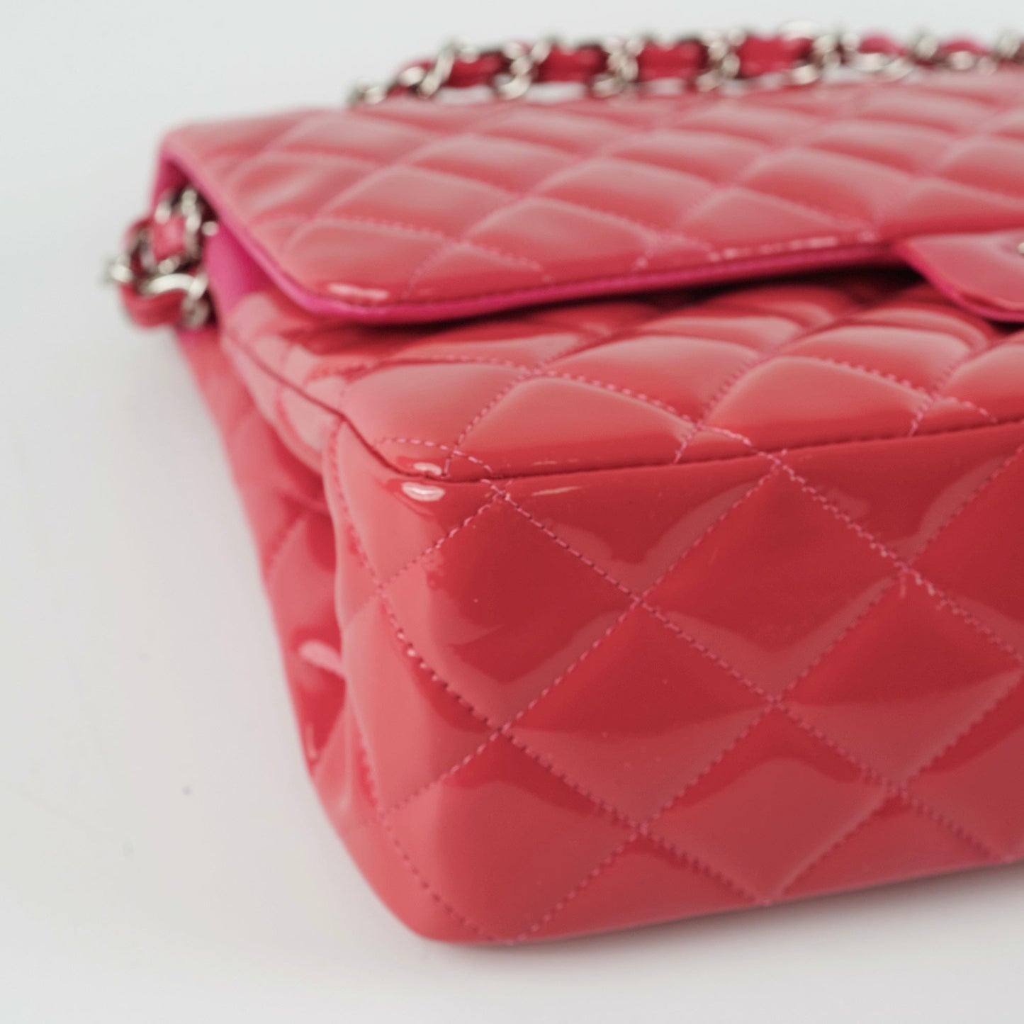 Chanel Classic Jumbo Pink Patent Flap