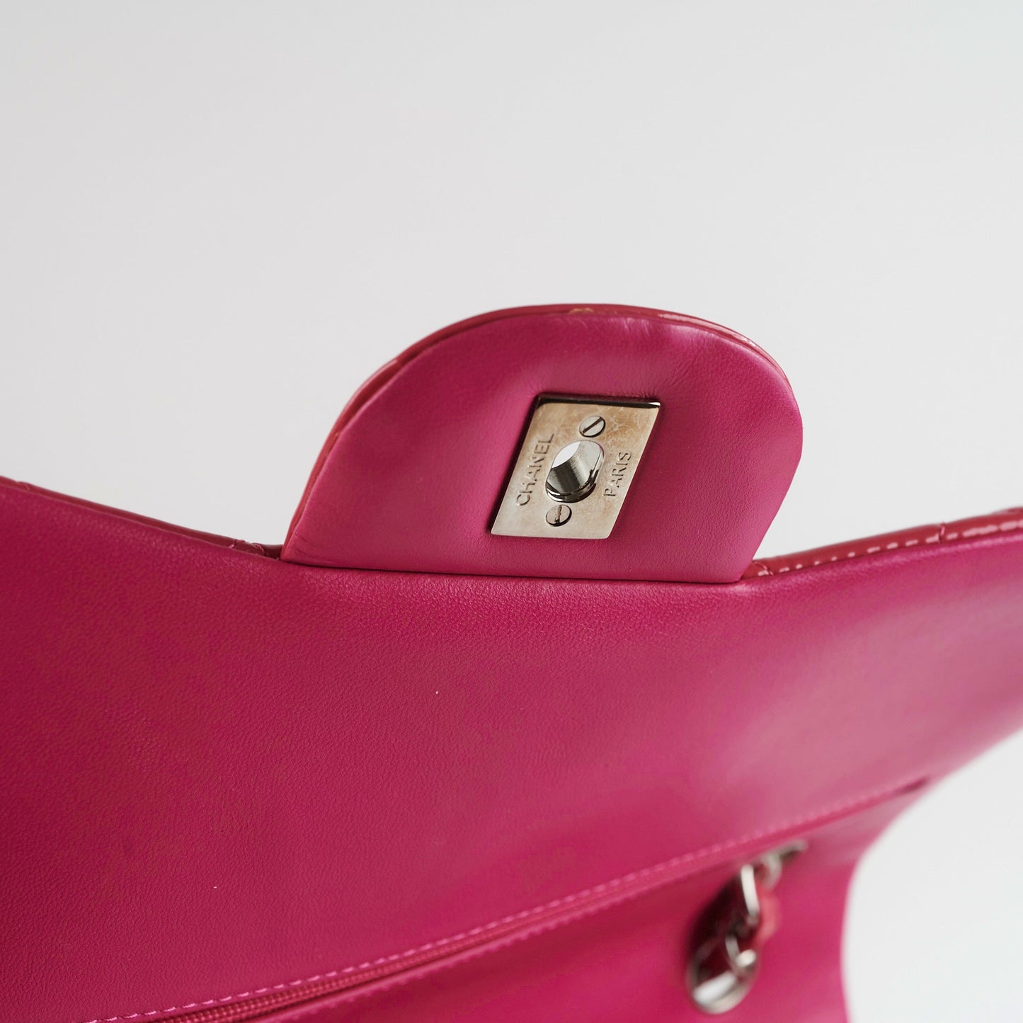 Chanel Classic Jumbo Pink Patent Flap
