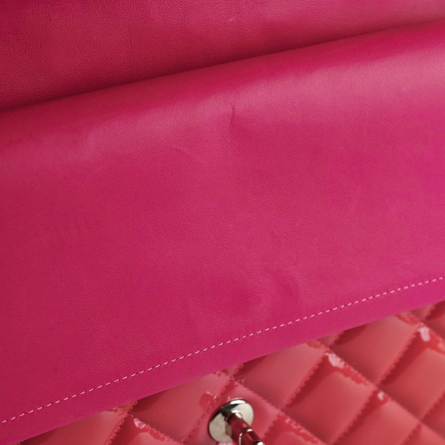 Chanel Classic Jumbo Pink Patent Flap