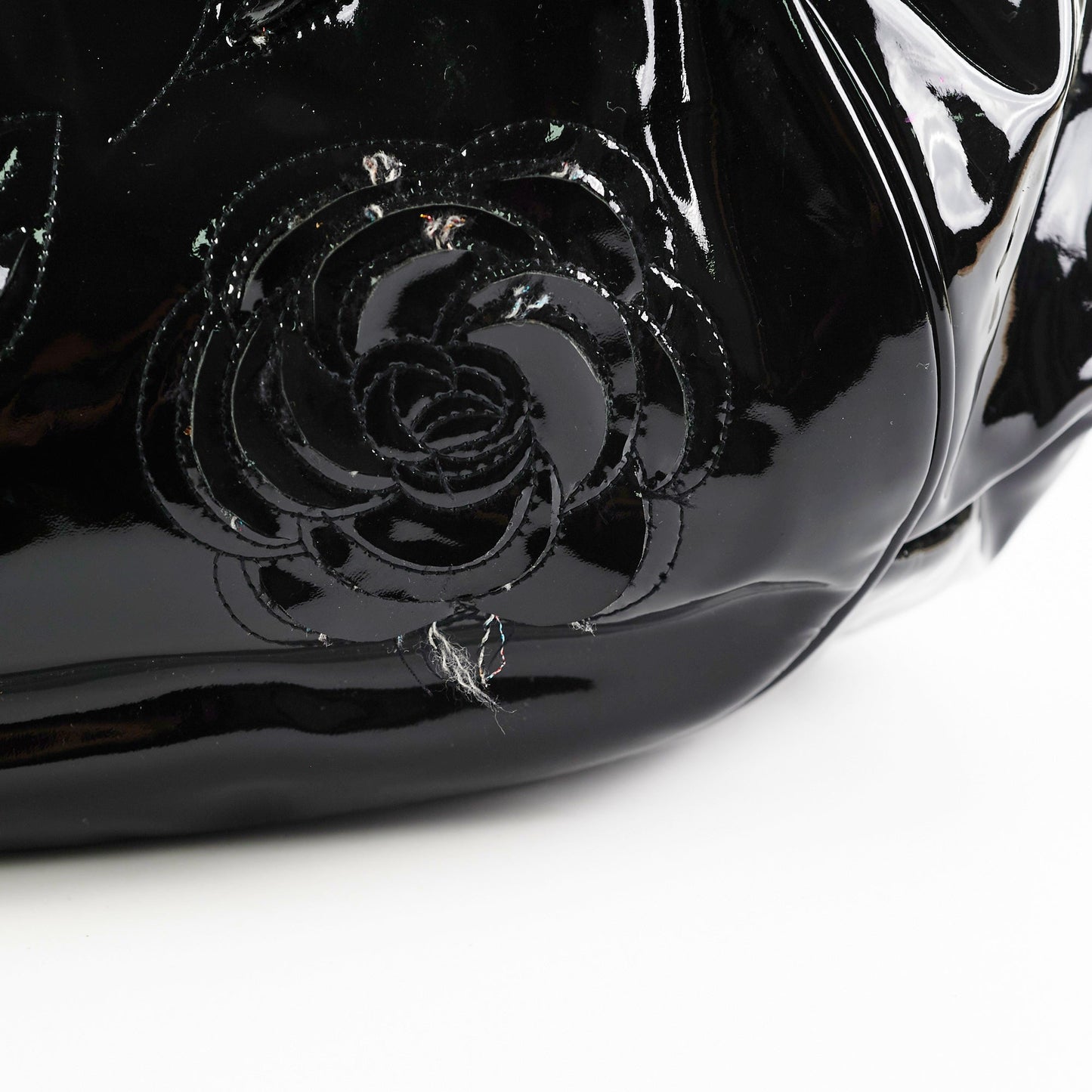 Chanel Camelia Patent Leather Tote Bag Black