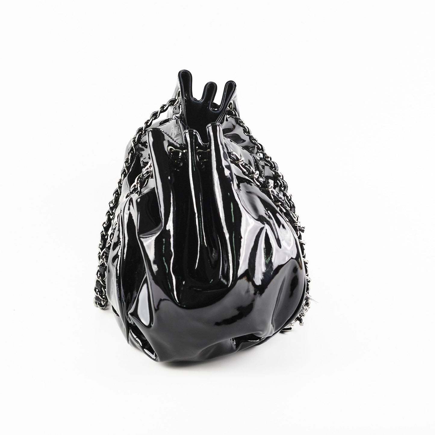 Chanel Camelia Patent Leather Tote Bag Black