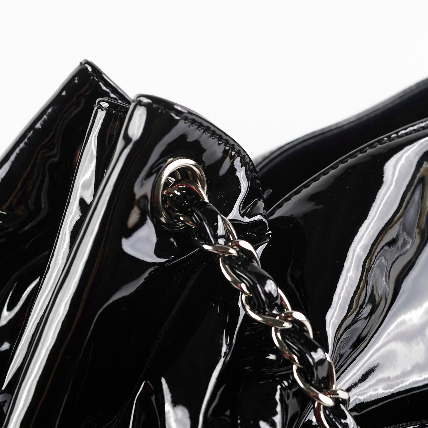 Chanel Camelia Patent Leather Tote Bag Black