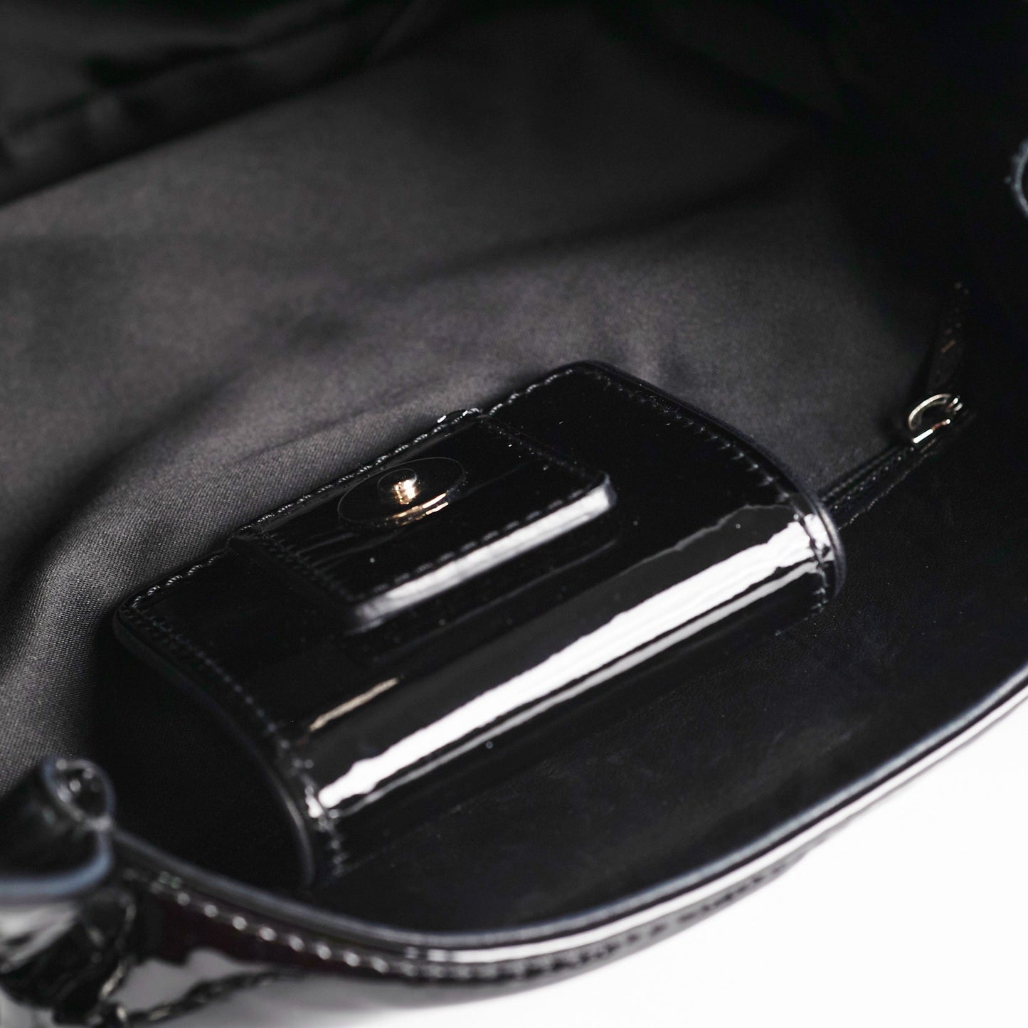 Chanel Camelia Patent Leather Tote Bag Black