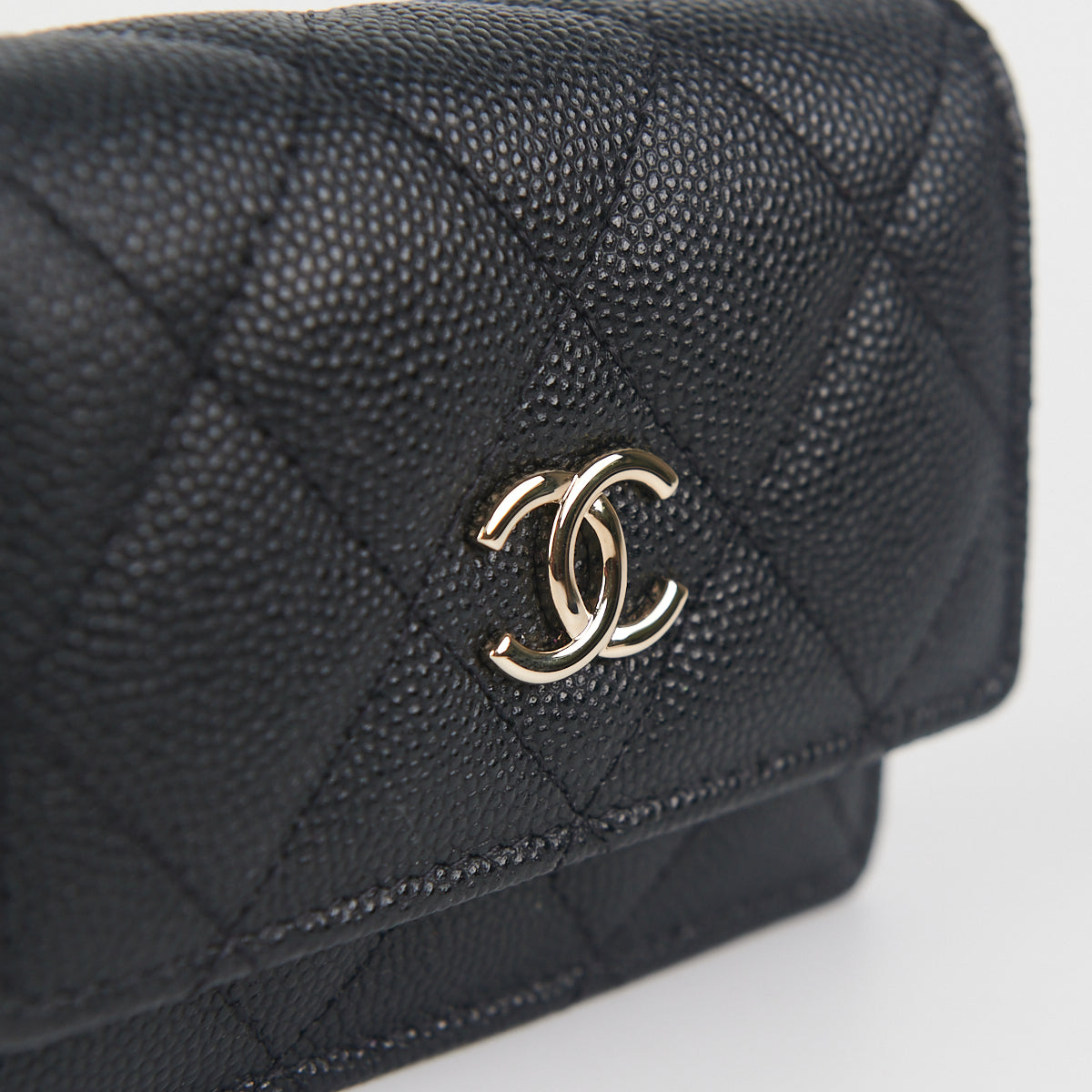 Chanel Cardholder on Chain Caviar Black