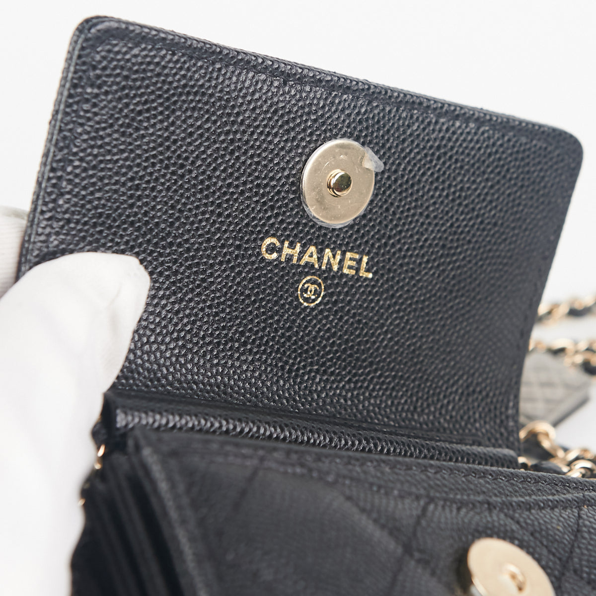 Chanel Cardholder on Chain Caviar Black