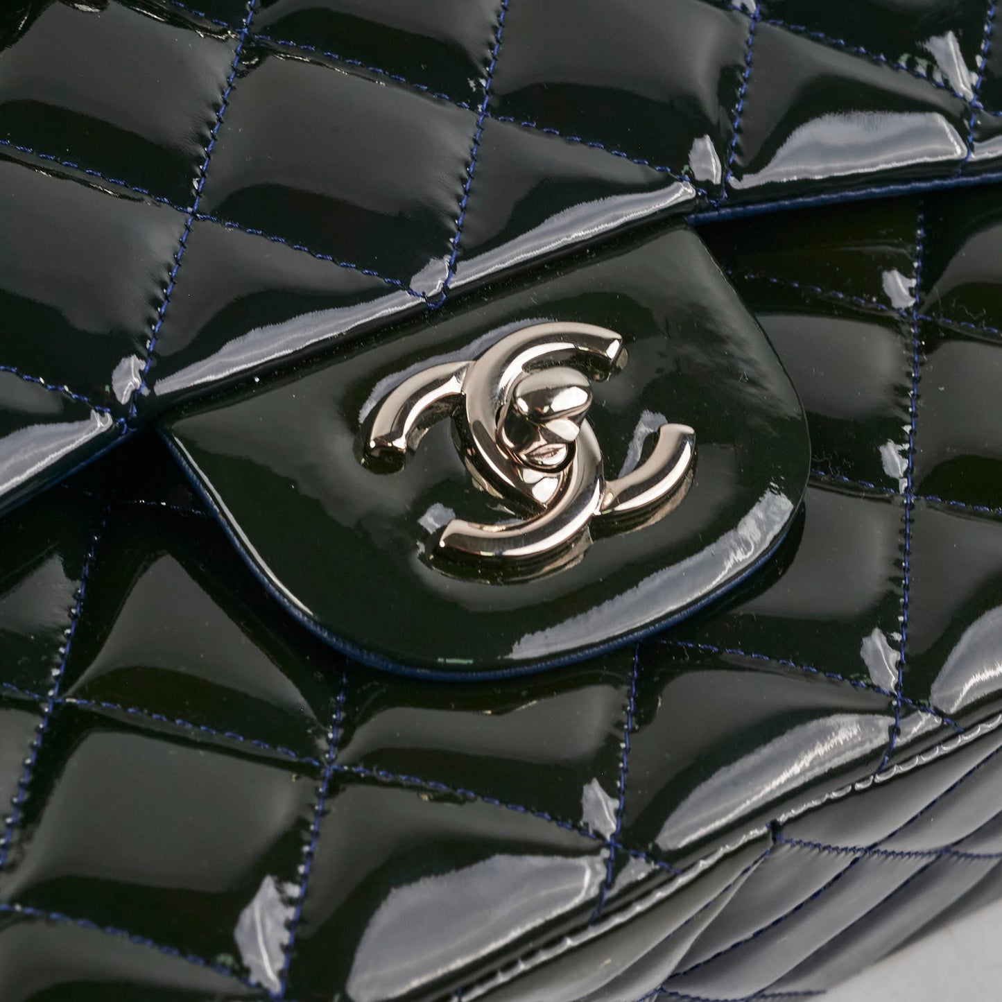 Chanel Blue Patent Jumbo