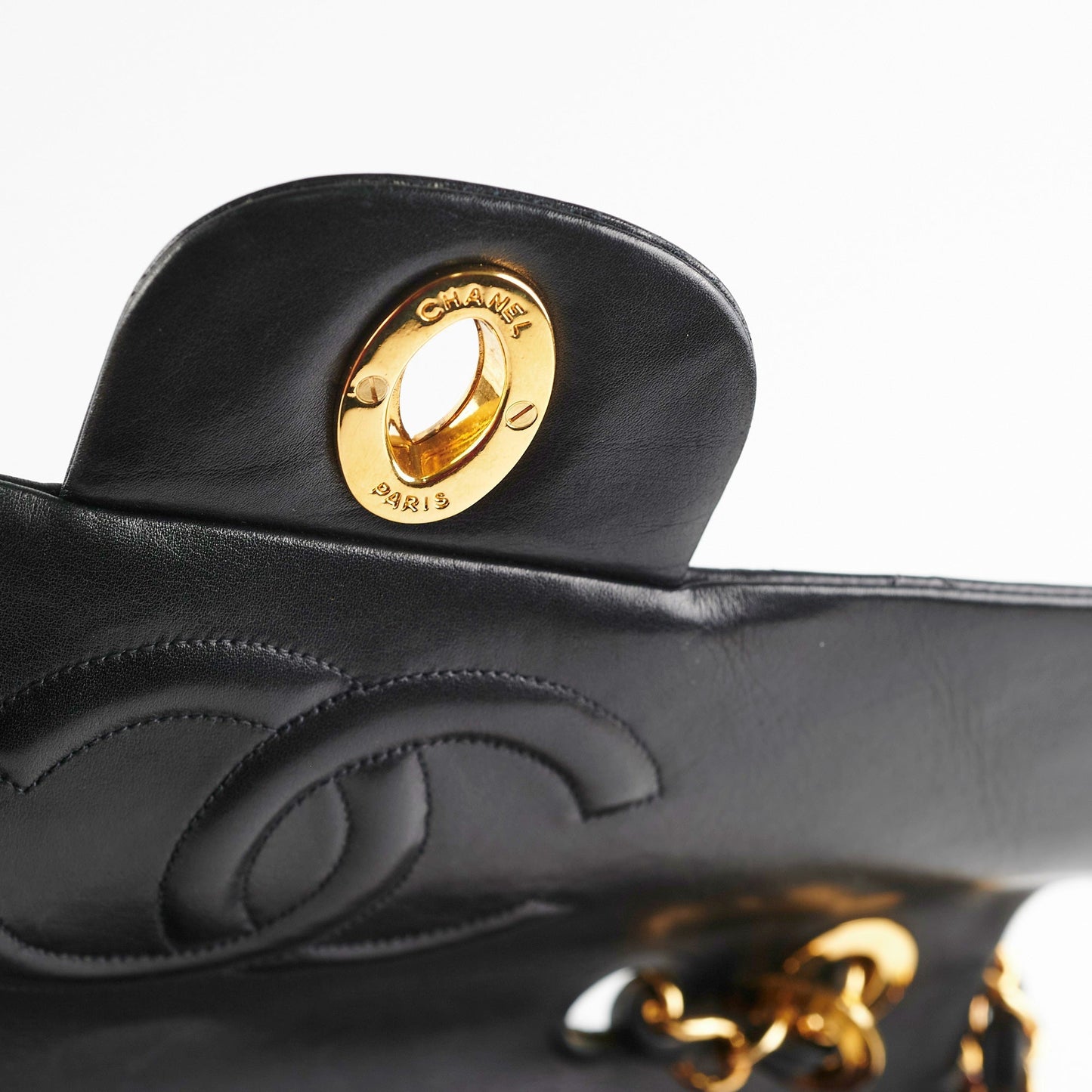Chanel Maxi Jumbo  Black 24K Gold