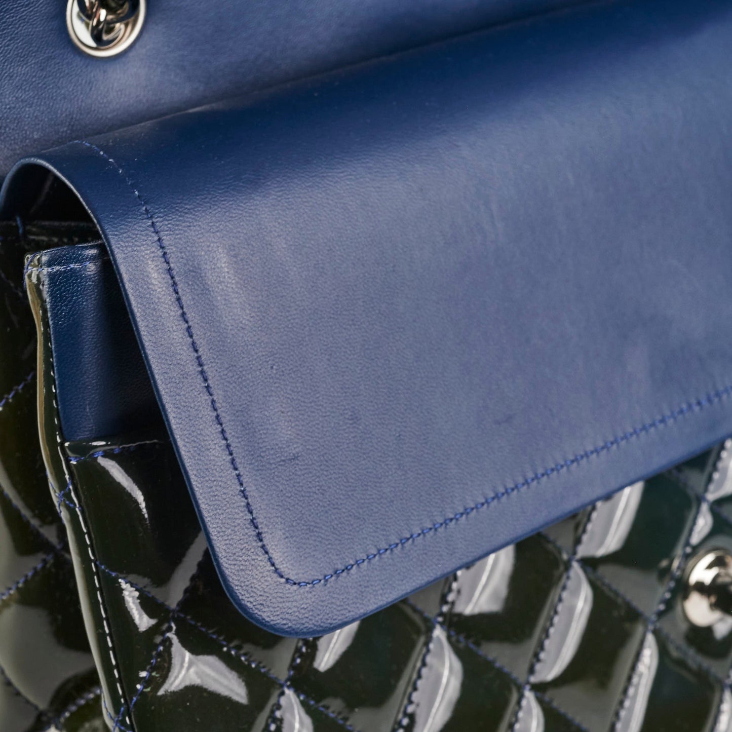 Chanel Blue Patent Jumbo
