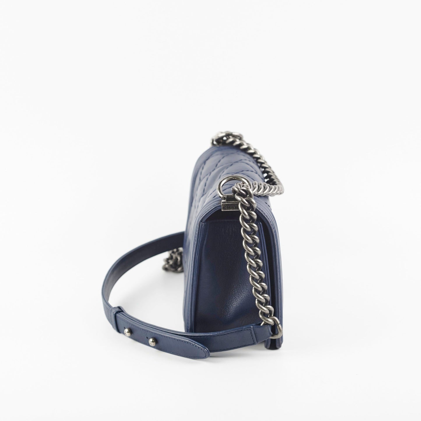 Chanel Boy Bag Old Medium Navy Blue Lambskin
