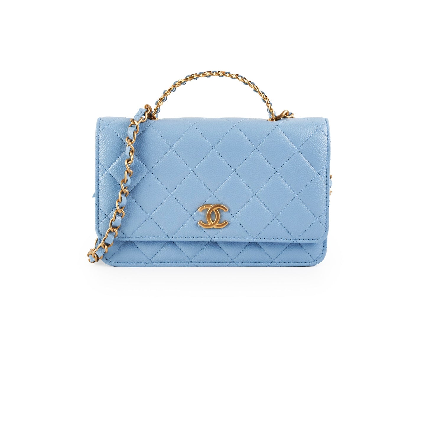 Deal of The Week - Chanel Caviar WOC Wallet on Chain with Handle Blue Microchipped