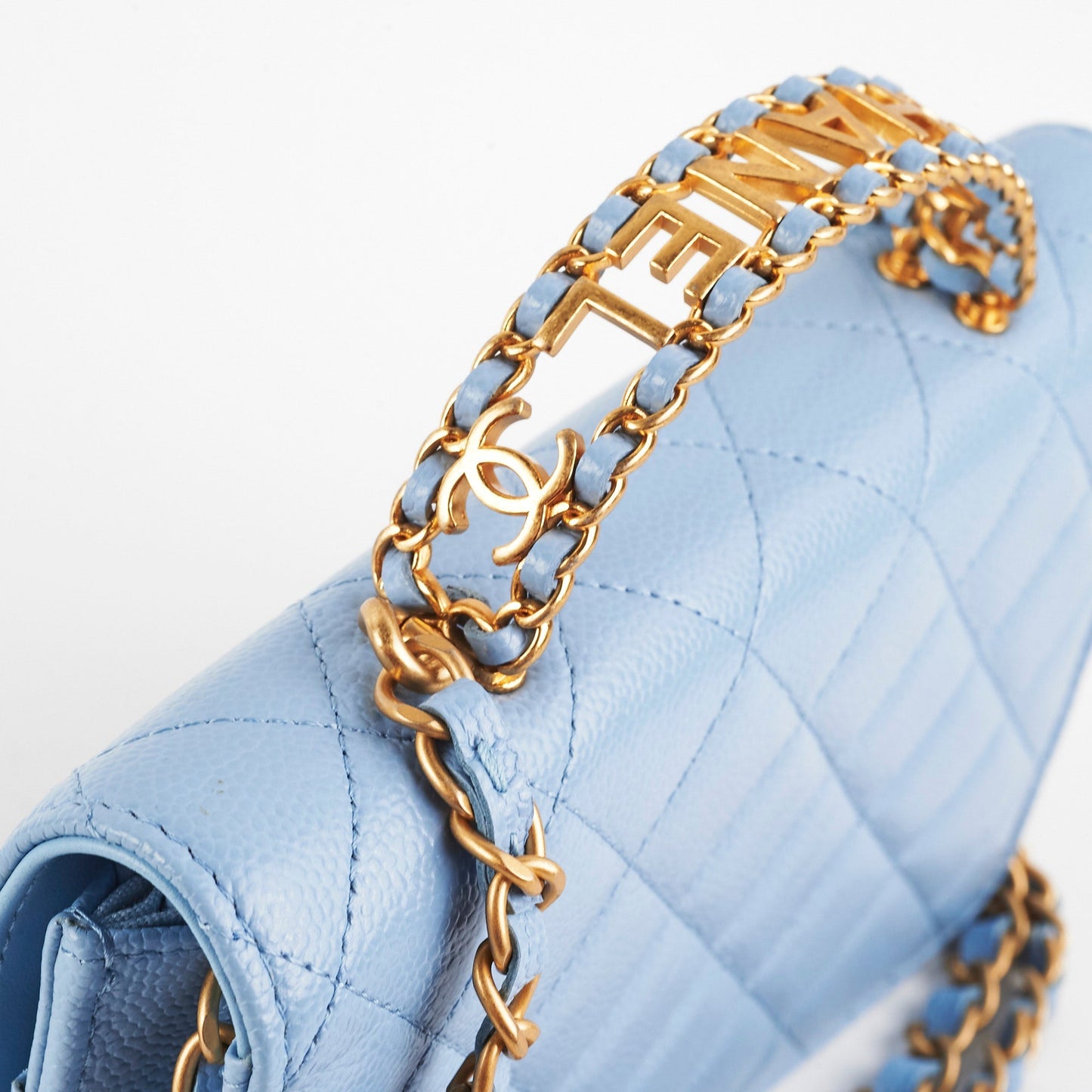 Deal of The Week - Chanel Caviar WOC Wallet on Chain with Handle Blue Microchipped