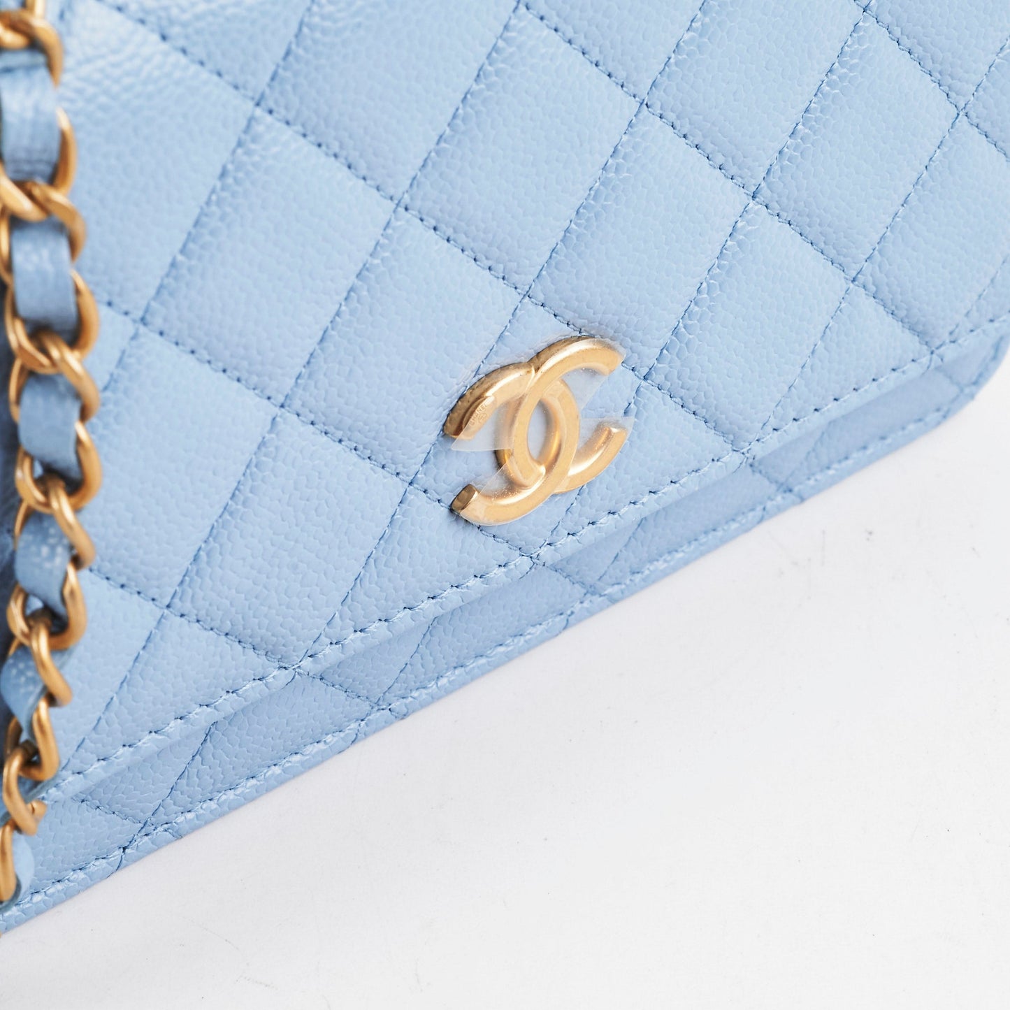 Deal of The Week - Chanel Caviar WOC Wallet on Chain with Handle Blue Microchipped