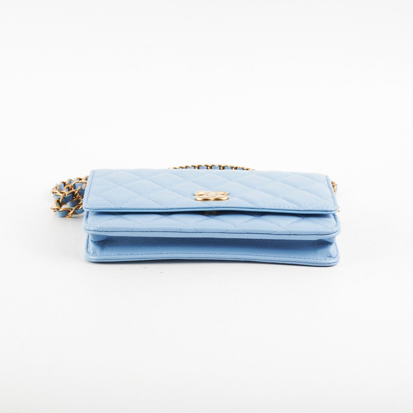 Deal of The Week - Chanel Caviar WOC Wallet on Chain with Handle Blue Microchipped