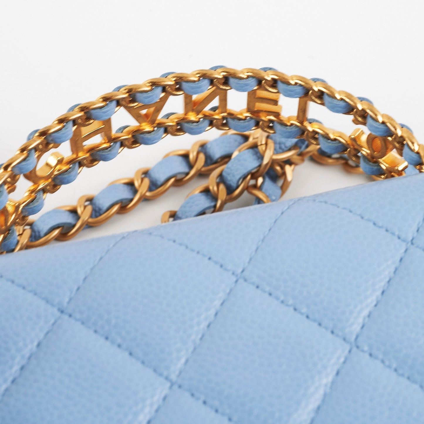 Deal of The Week - Chanel Caviar WOC Wallet on Chain with Handle Blue Microchipped
