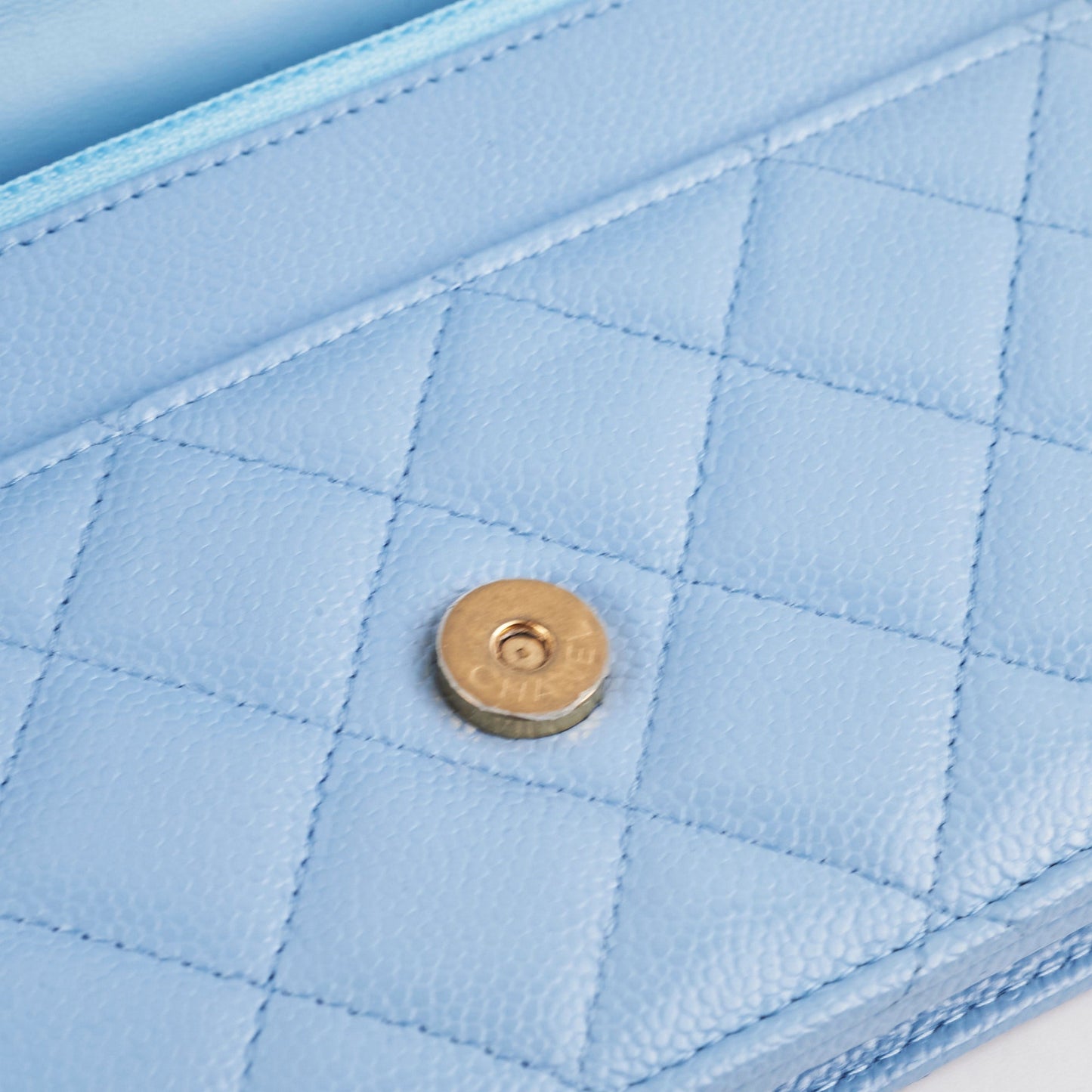 Deal of The Week - Chanel Caviar WOC Wallet on Chain with Handle Blue Microchipped