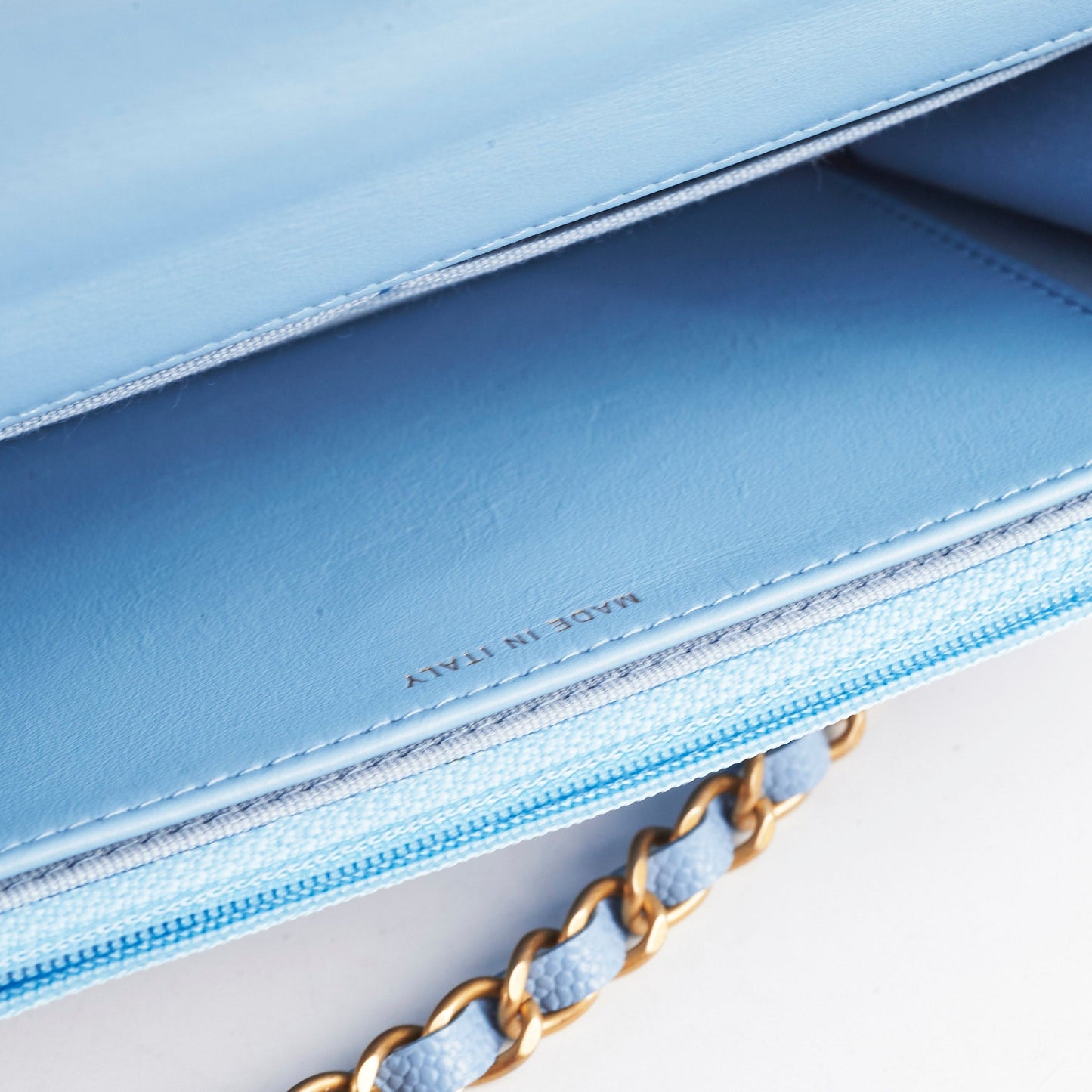 Deal of The Week - Chanel Caviar WOC Wallet on Chain with Handle Blue Microchipped