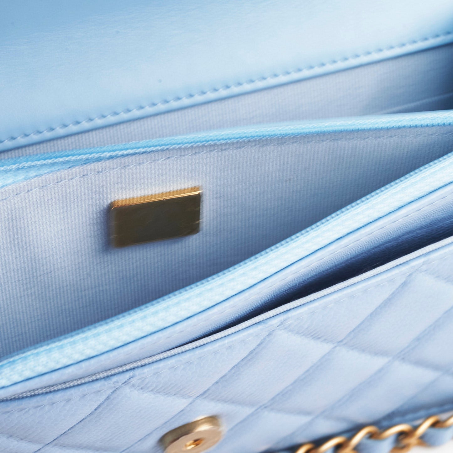 Deal of The Week - Chanel Caviar WOC Wallet on Chain with Handle Blue Microchipped
