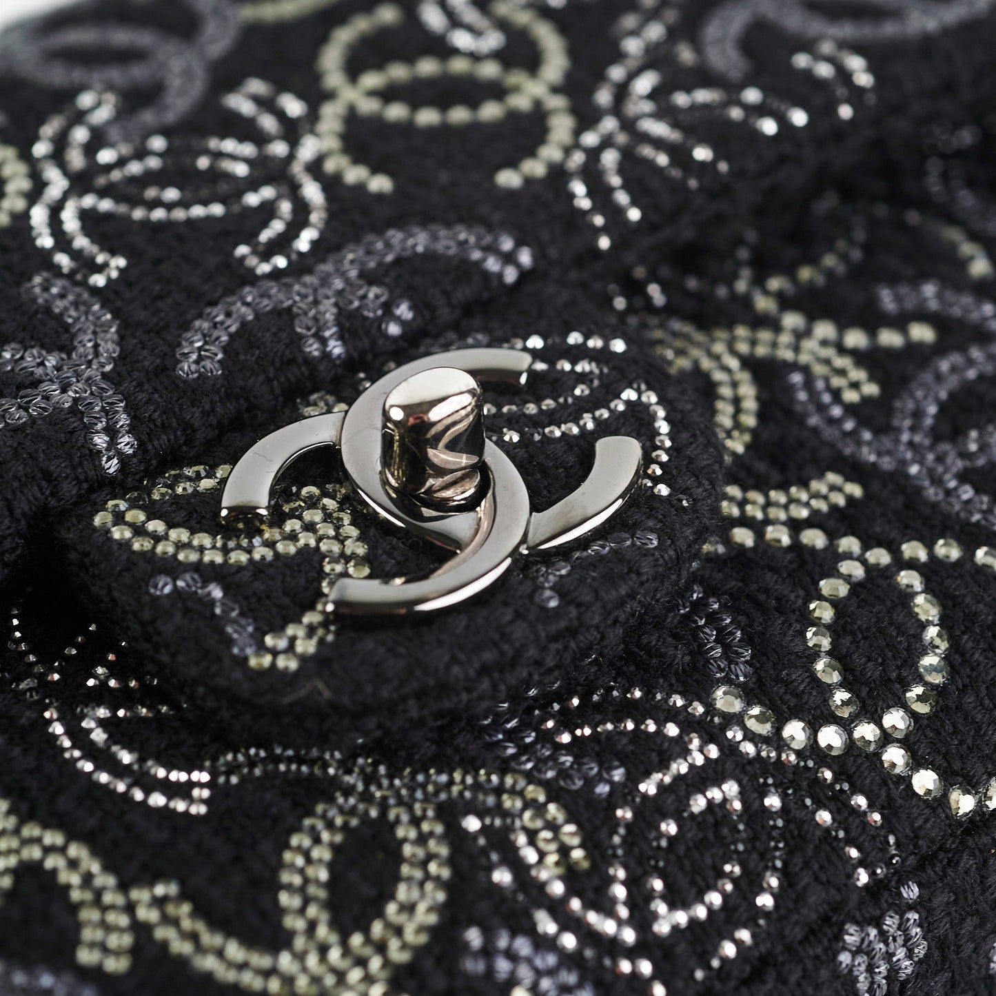 Chanel Seasonal Medium/Large Tweed Crystals Black