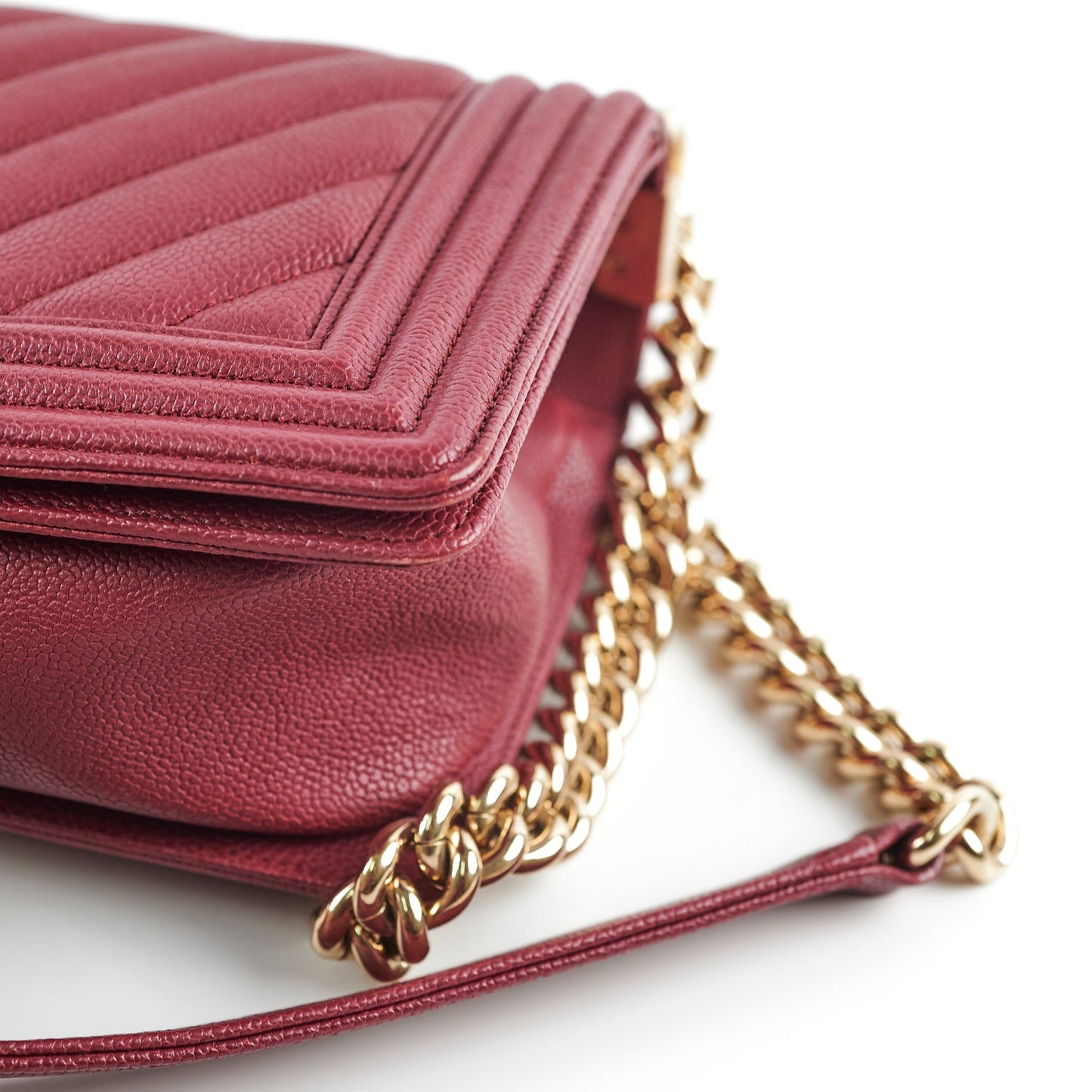 Chanel Caviar Old Medium Boy Bag Burgundy