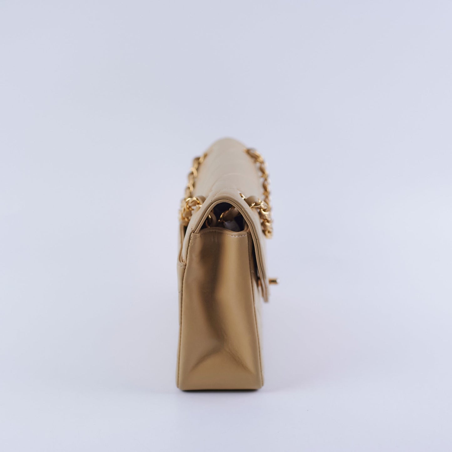 Chanel  Beige Lambskin Shoulder Bag
