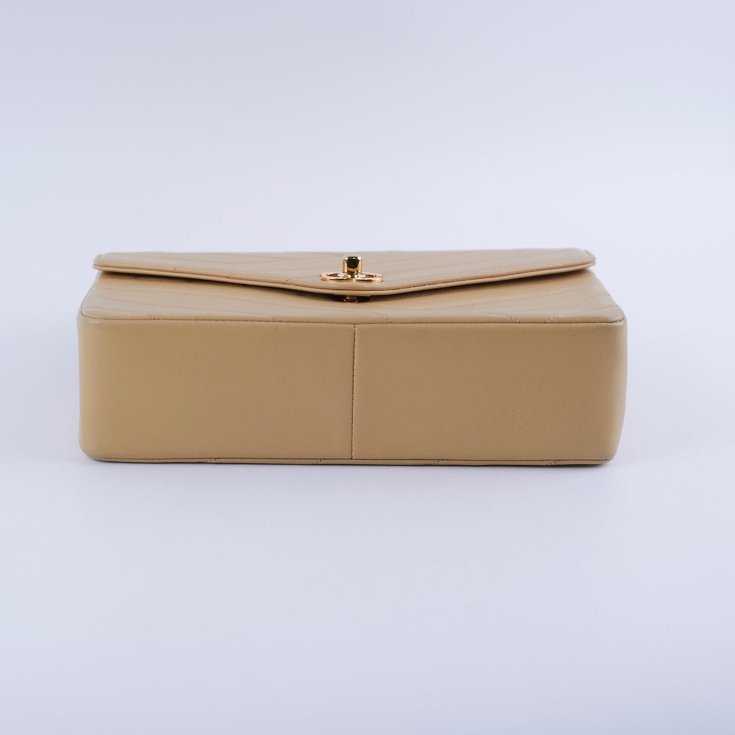 Chanel  Beige Lambskin Shoulder Bag