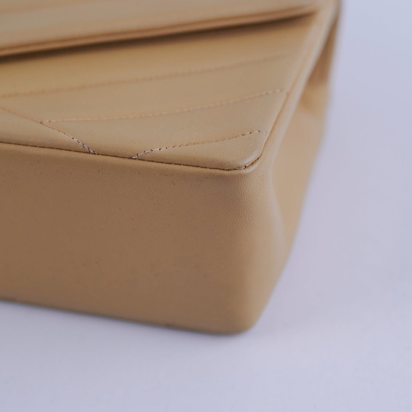 Chanel  Beige Lambskin Shoulder Bag