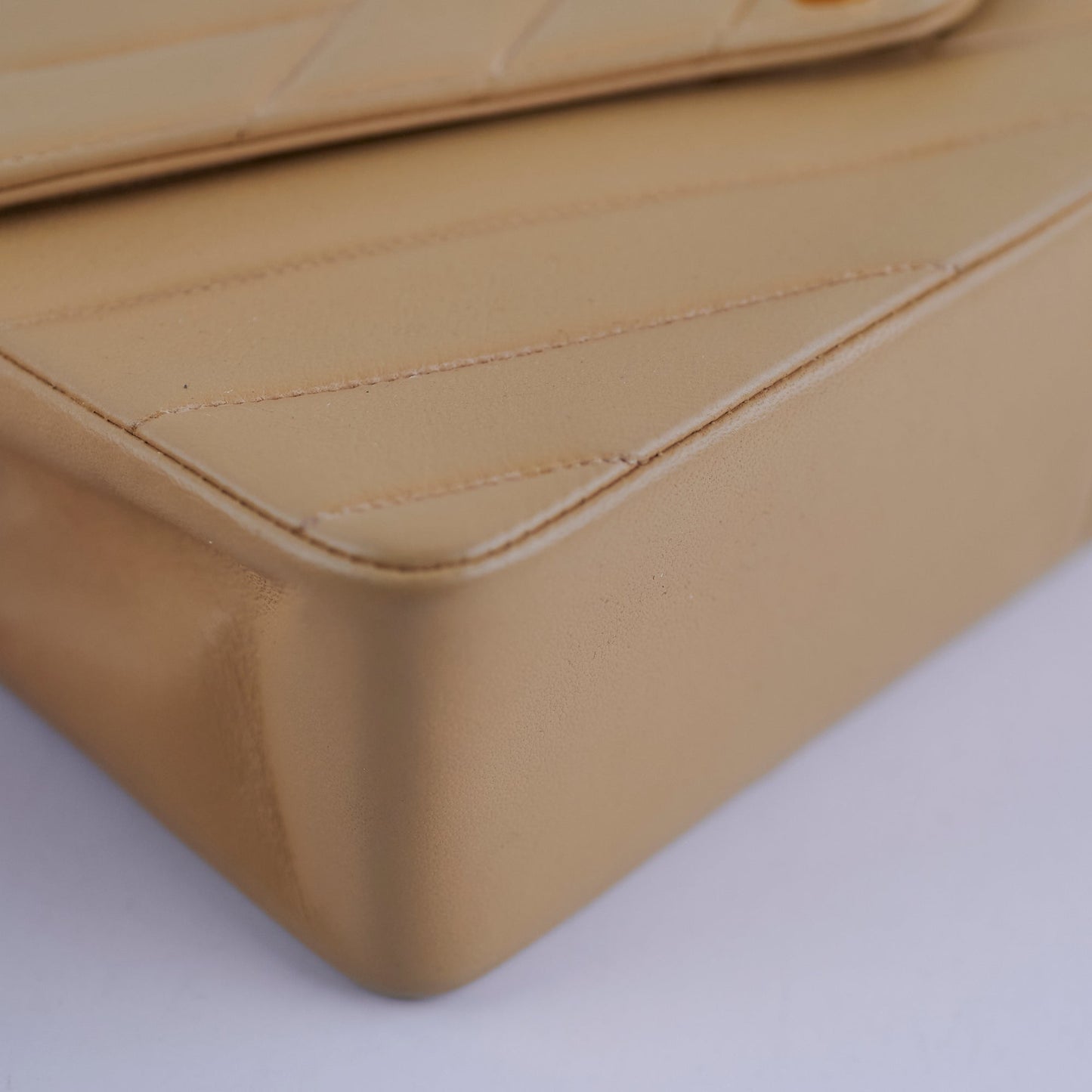 Chanel  Beige Lambskin Shoulder Bag
