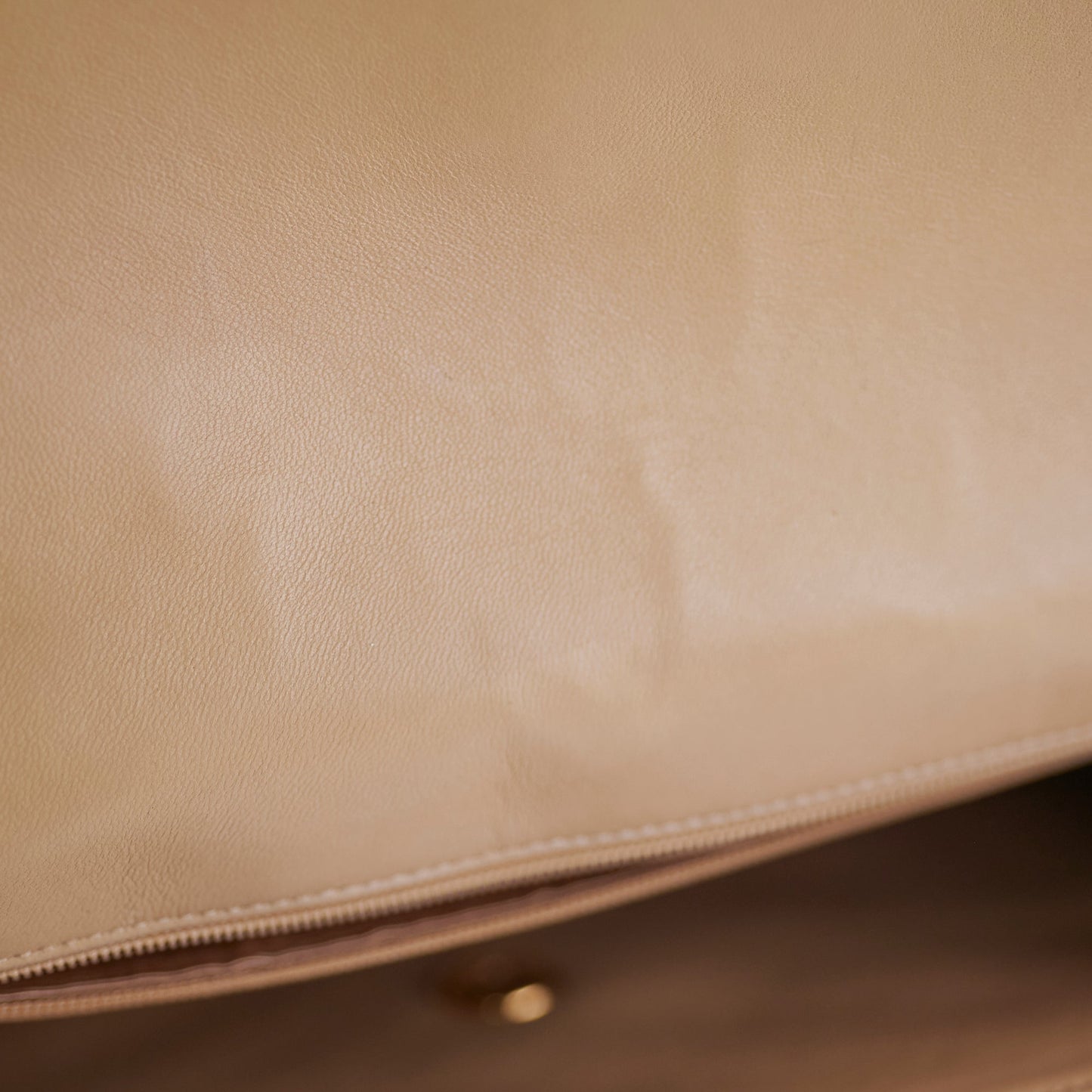 Chanel  Beige Lambskin Shoulder Bag