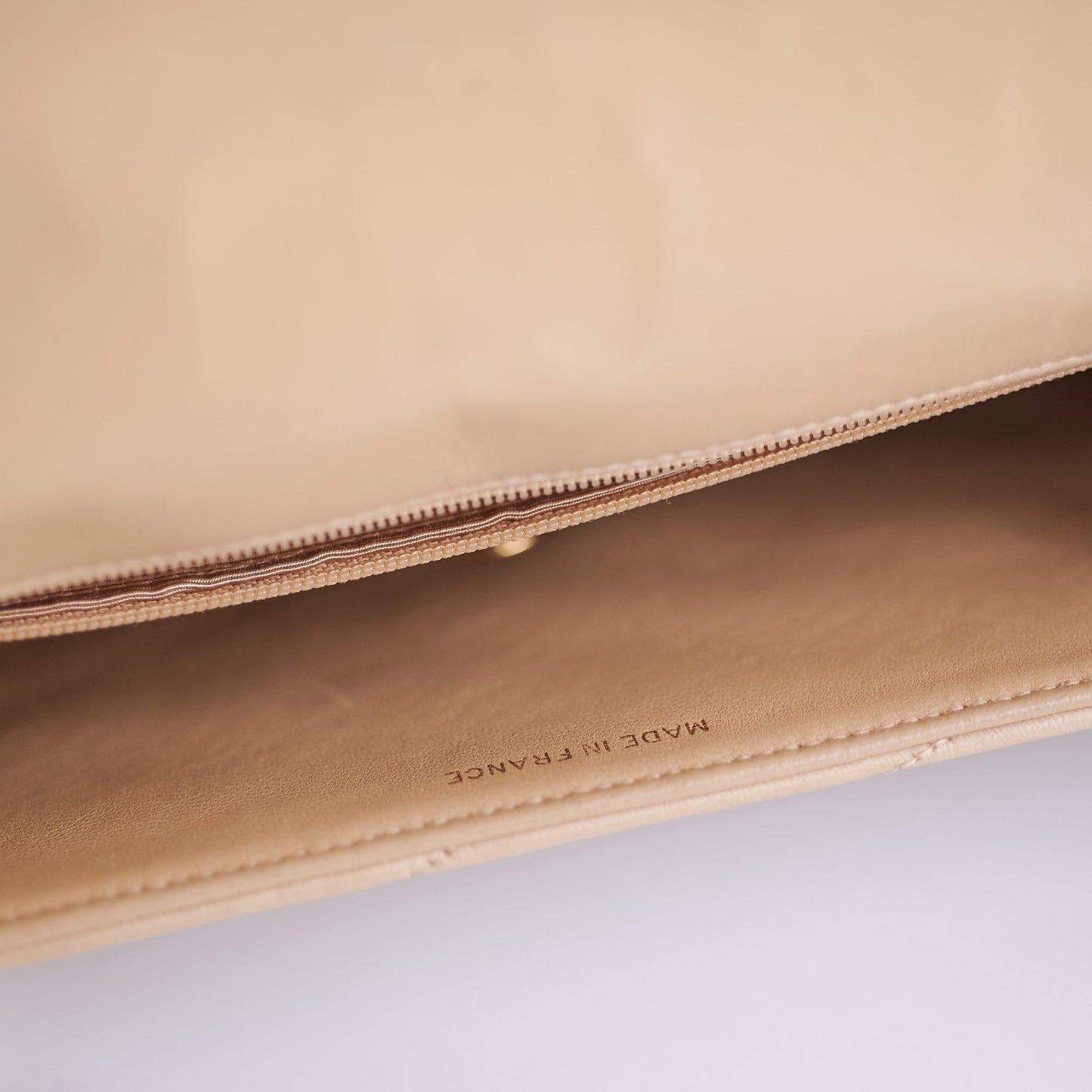 Chanel  Beige Lambskin Shoulder Bag