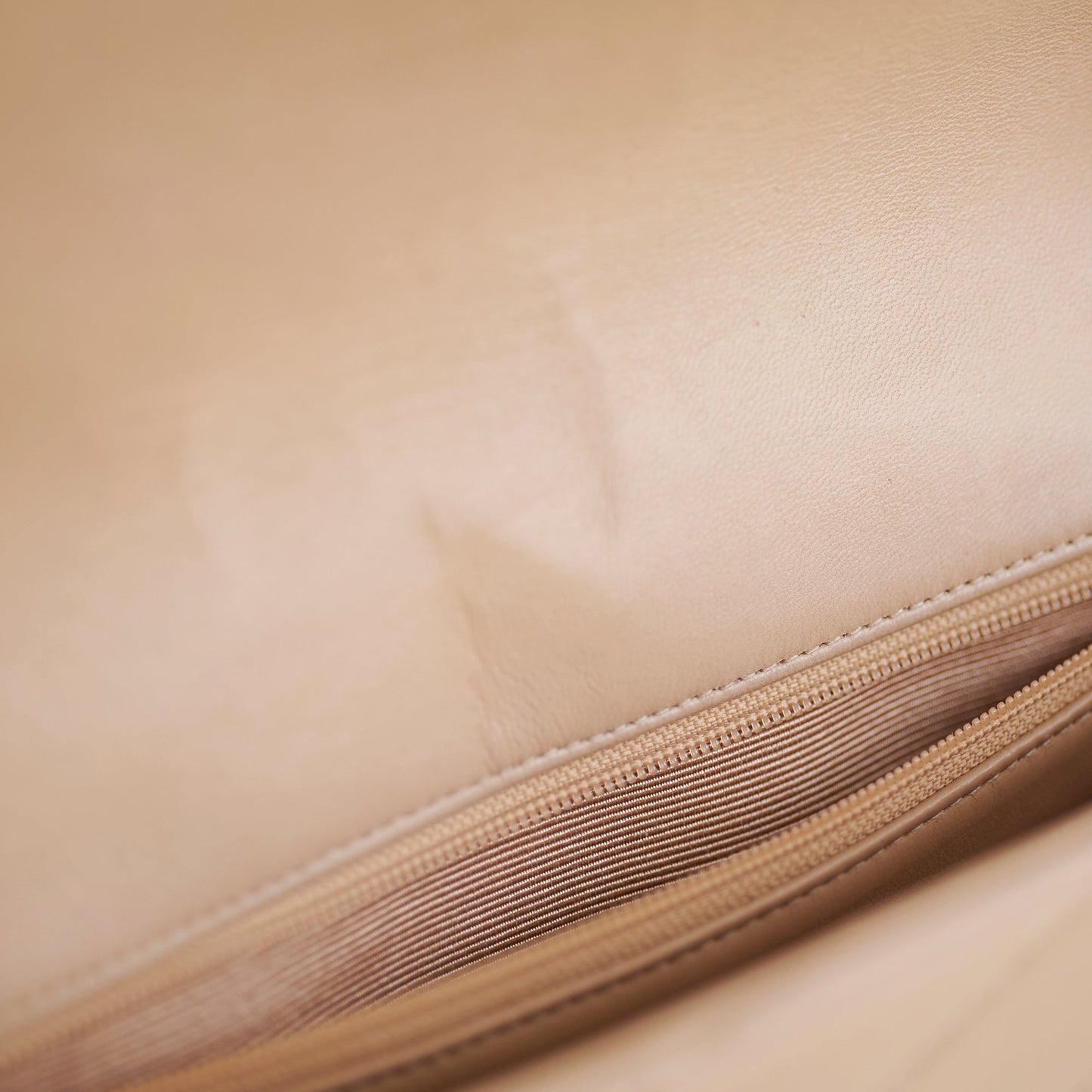 Chanel  Beige Lambskin Shoulder Bag