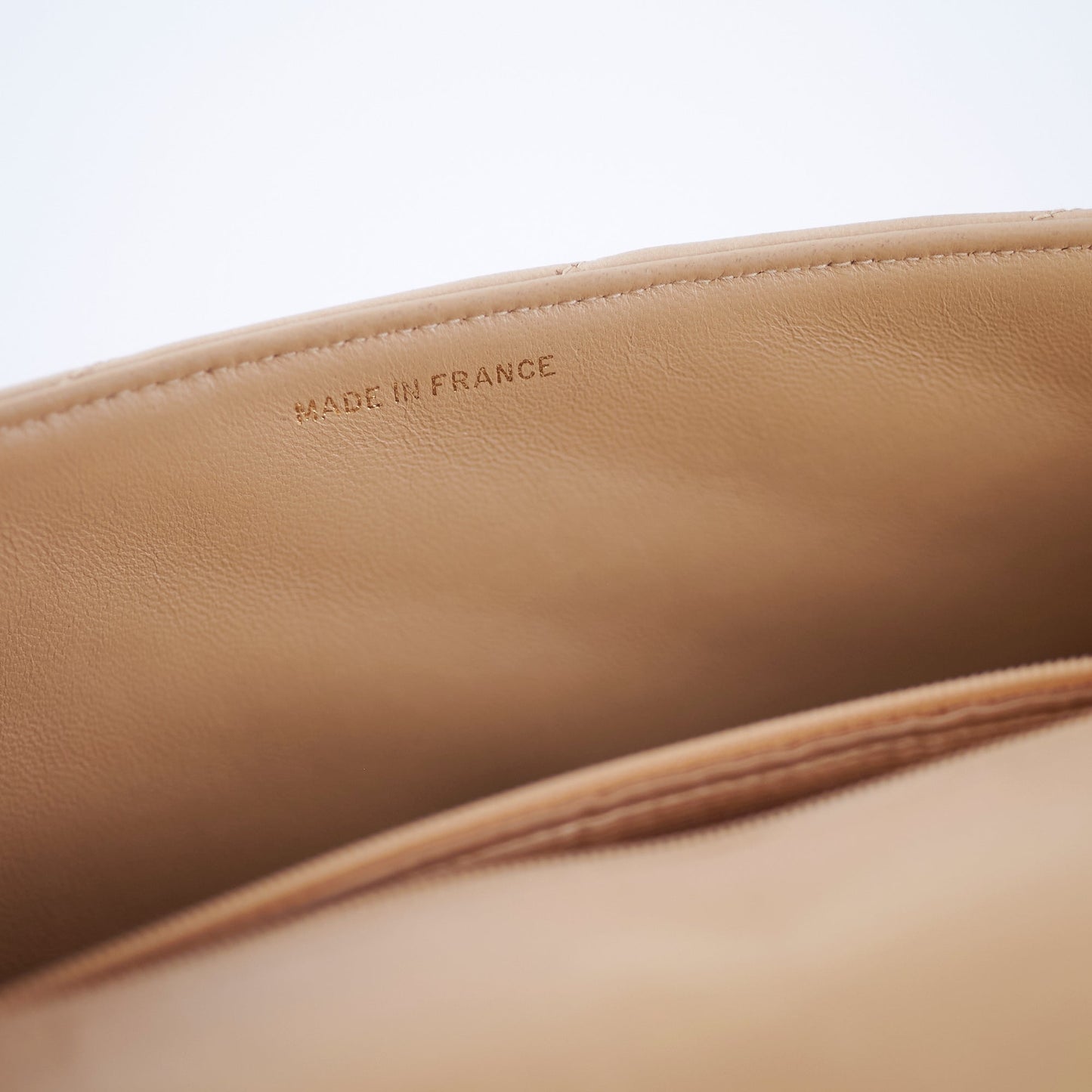 Chanel  Beige Lambskin Shoulder Bag