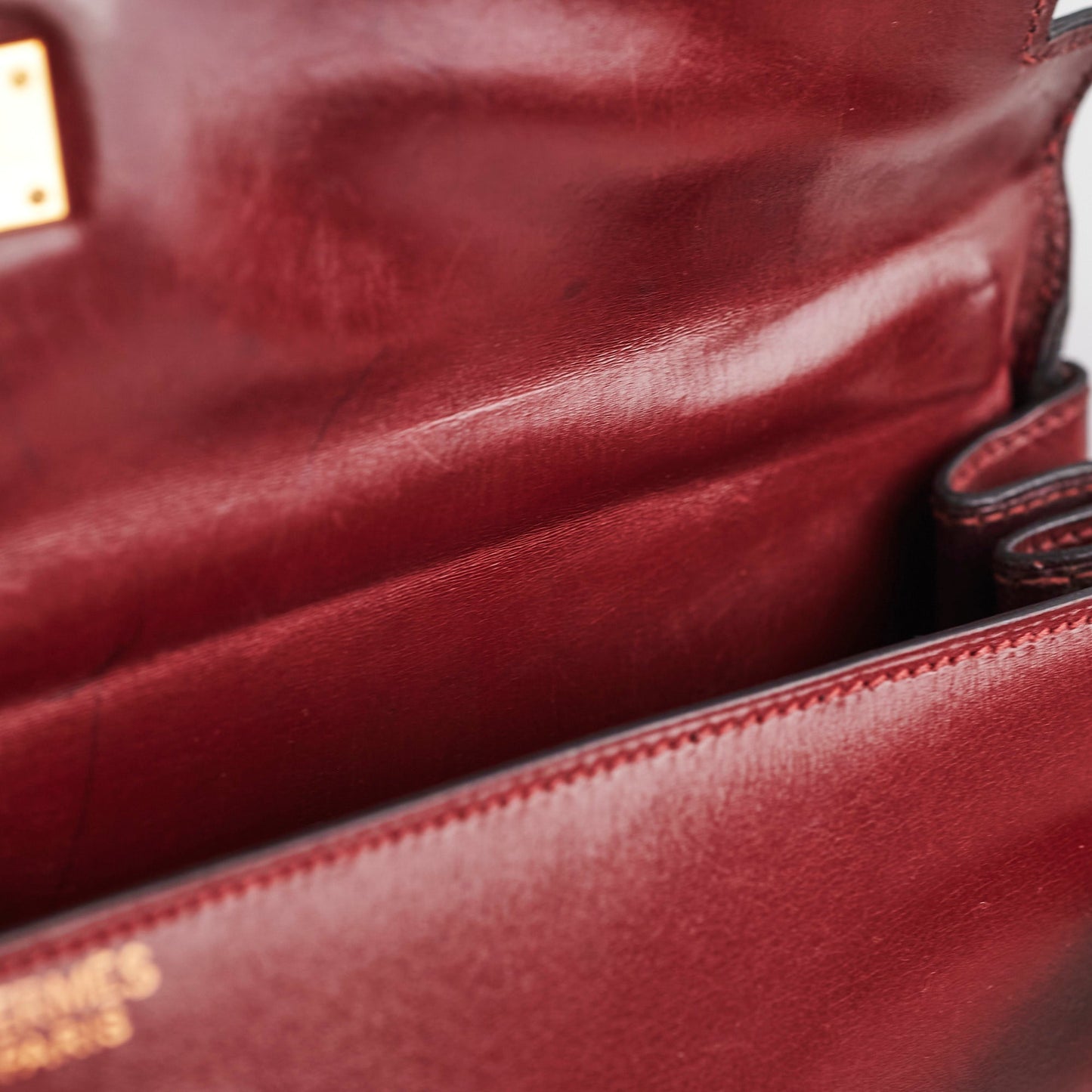 Hermes Vintage Kelly 35 Burgundy Box Leather