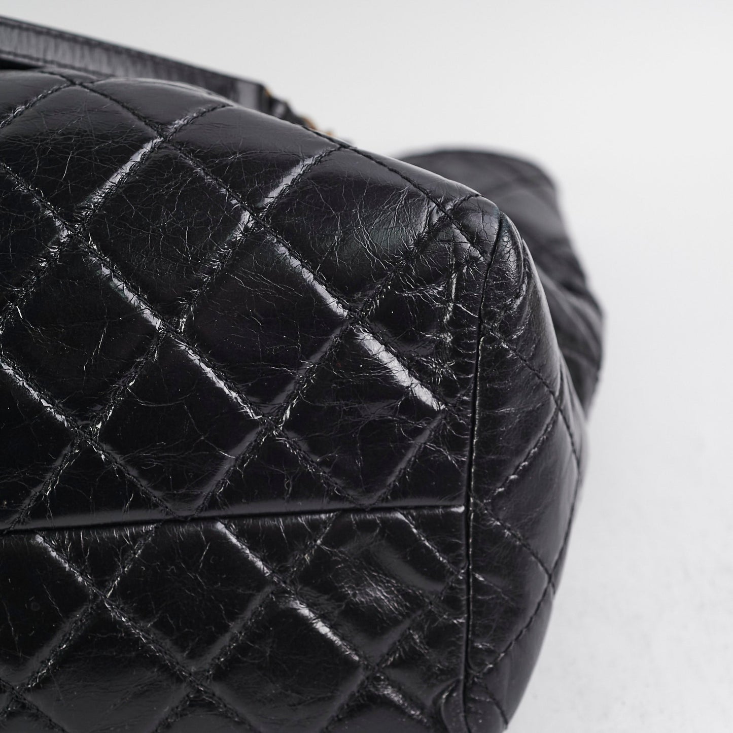 Chanel Black Shiny Calfskin Shoulder Tote Bag - Series 20