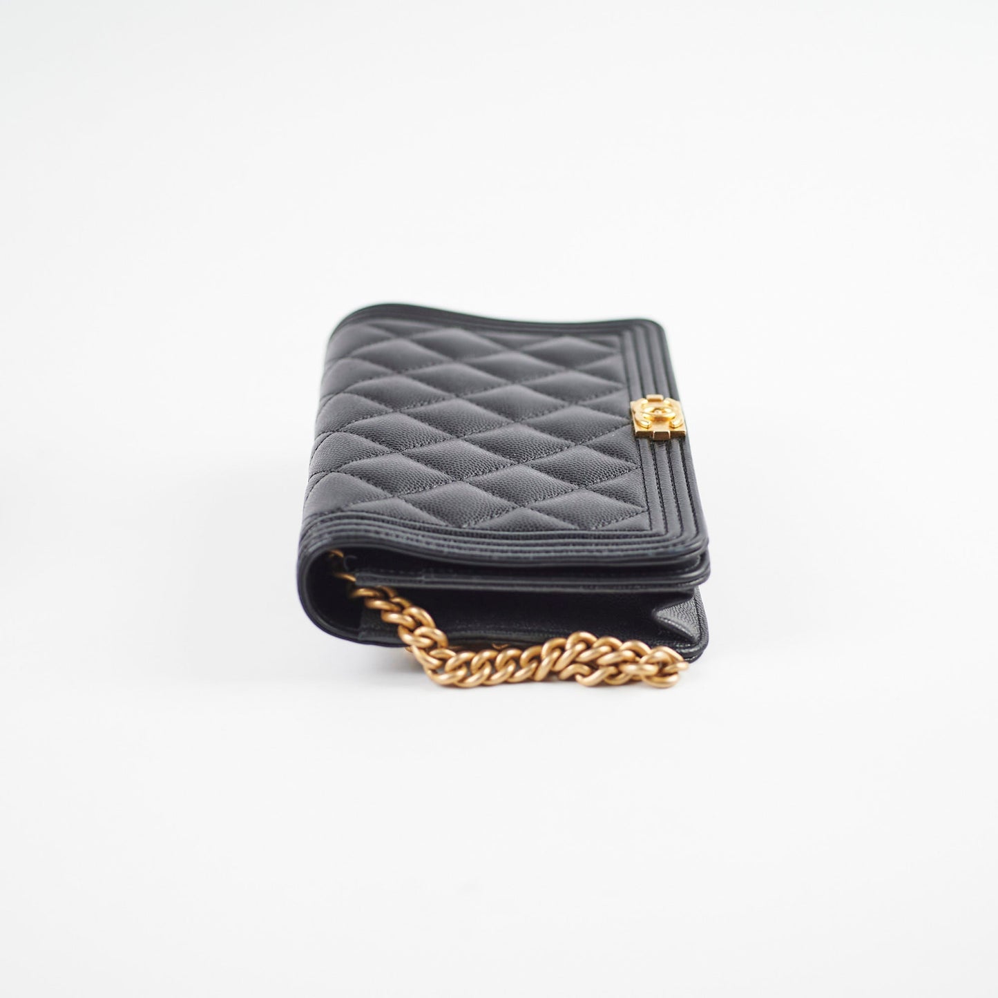 Chanel Boy Caviar Black Wallet On Chain
