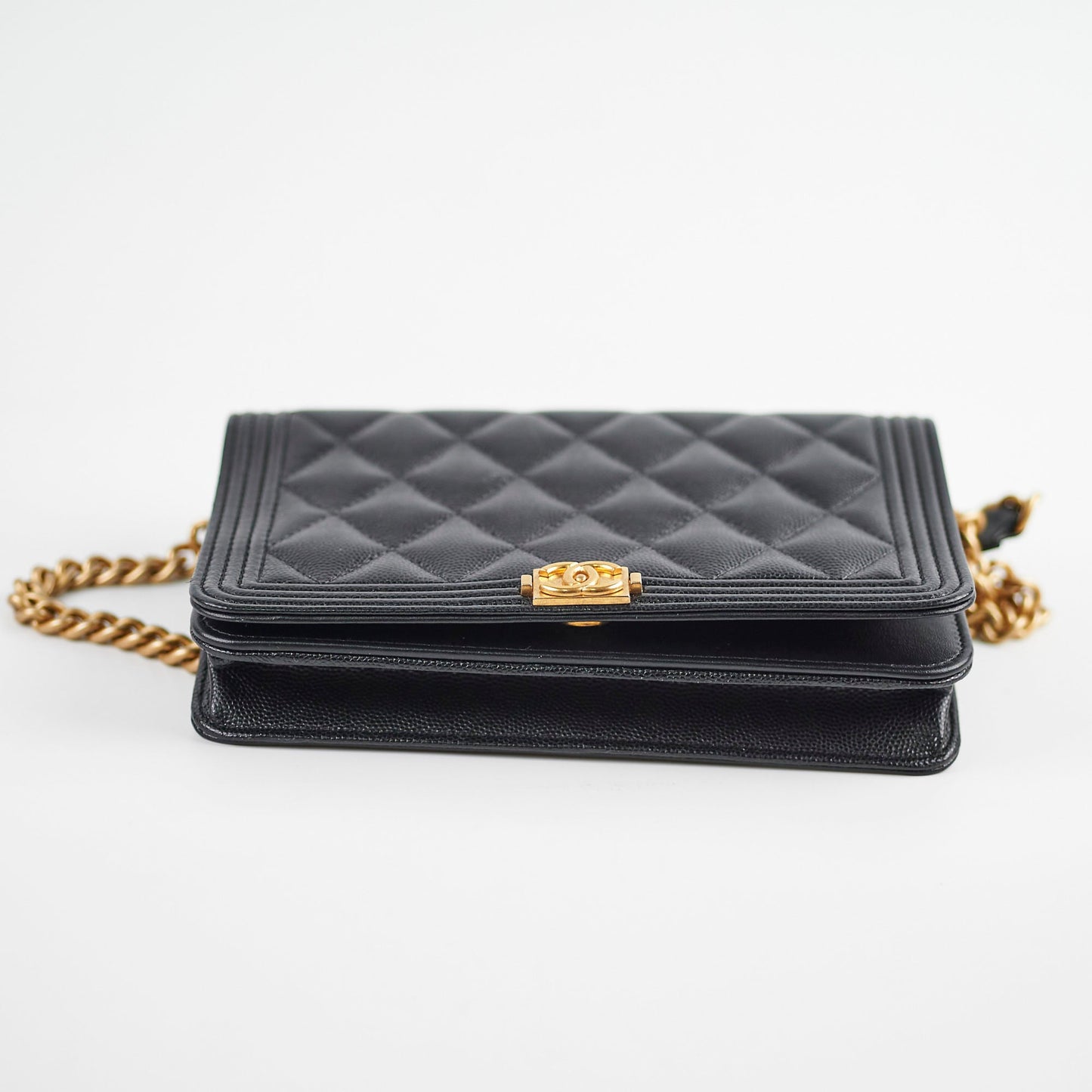 Chanel Boy Caviar Black Wallet On Chain
